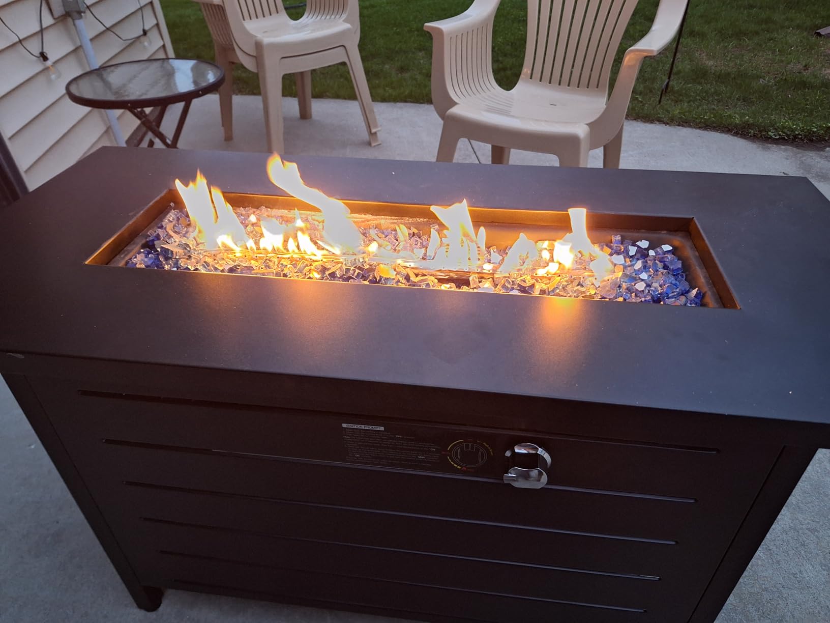 Ciays 42 Inch Gas Fire Pit Table, 60,000 BTU Propane Fire Pits for Outside with Steel Lid and Lava Rock, 2 in 1 Fire Pit Table Gatherings Parties on Patio Deck Garden, CSA-Listed, Black,CIFPT5B customer photo 2
