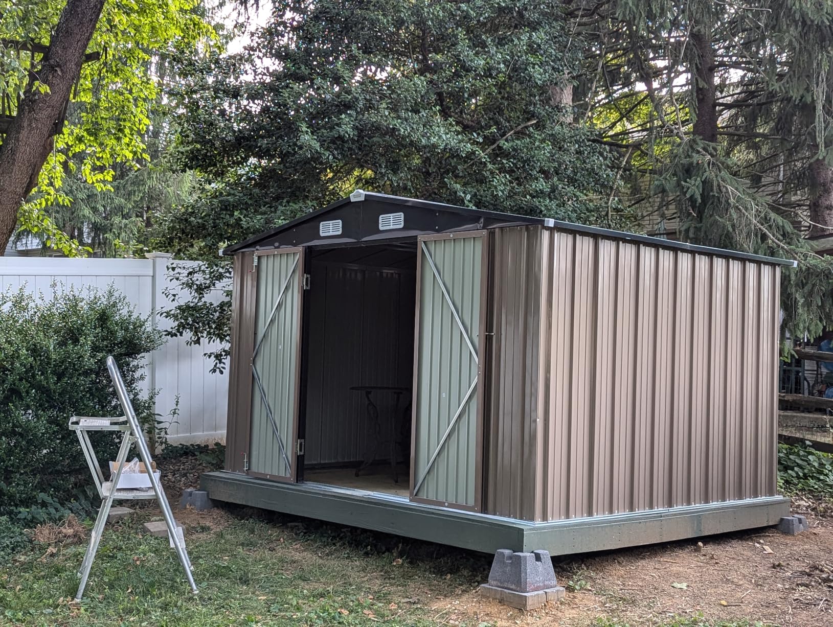 Patiowell 5x3 FT Outdoor Storage Shed, Tool Shed with Sloping Roof and Lockable Door, Metal Shed for Backyard Garden Patio Lawn, Brown customer photo 2