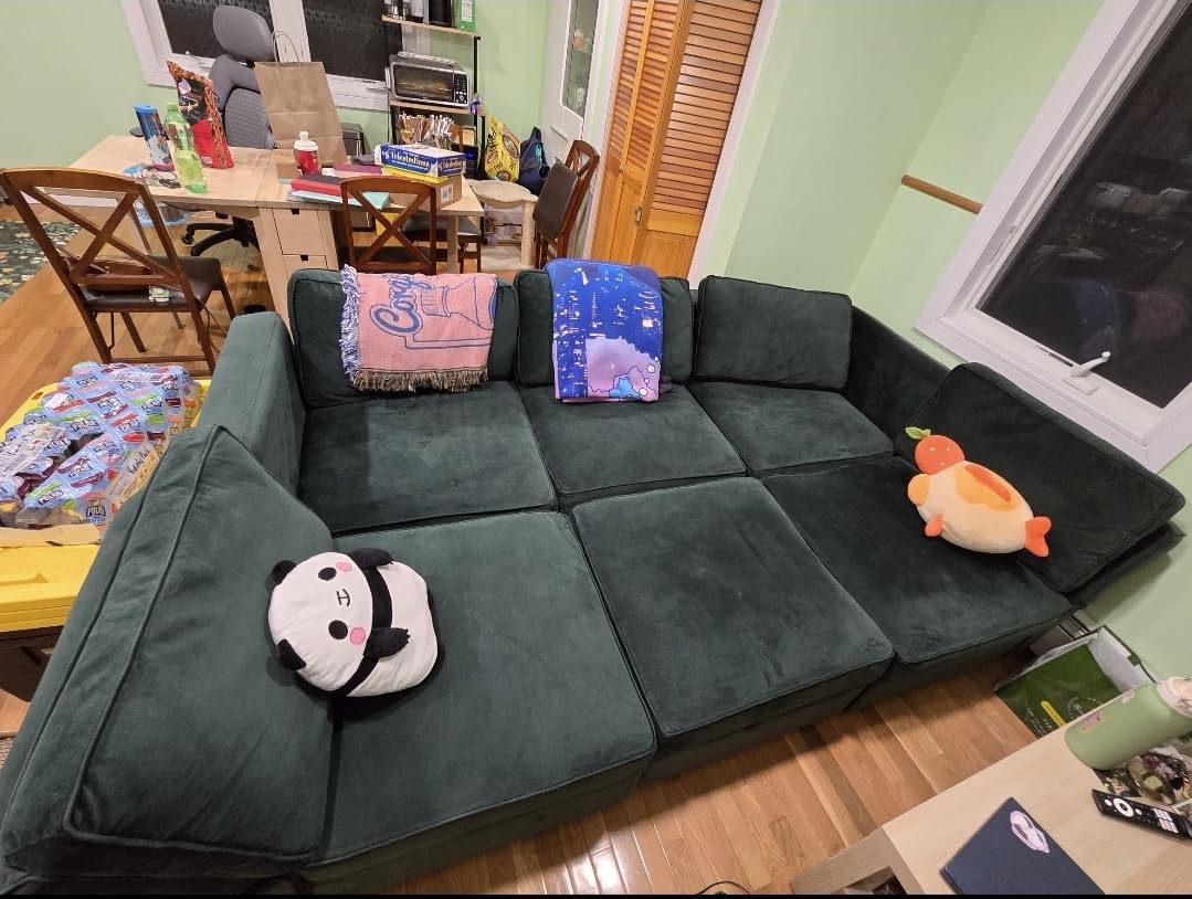 Belffin Modular Sectional Sofa with Ottomans Velvet Reversible Sleeper Sectional Sofa with Chaise Modular Sleeper Sofa Bed with Storage Seat Blue customer photo 1