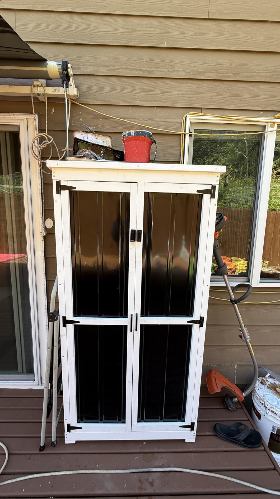 GDLF Outdoor Storage Cabinet Wood & Metal Garden Shed with Waterproof Roof and Sturdy Lockable Doors 66