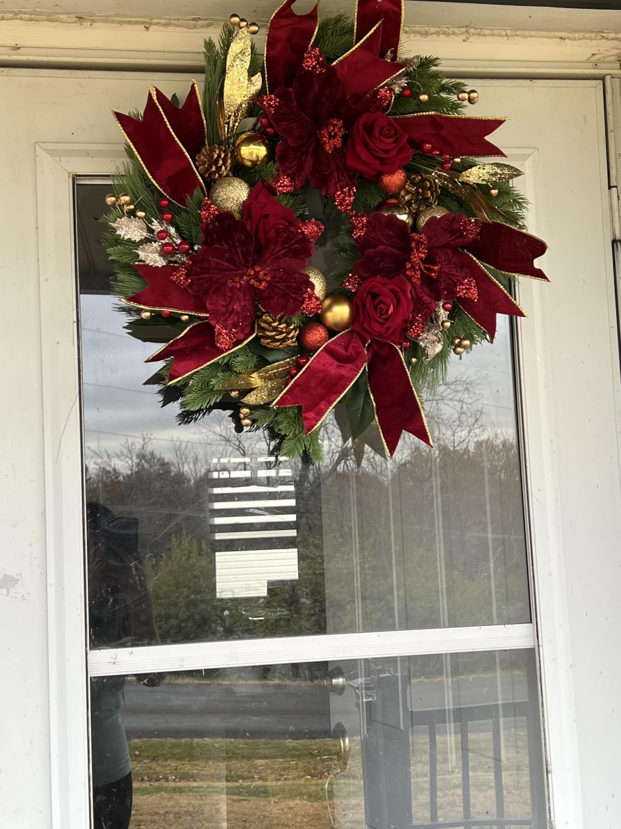 Christmas Wreaths for Front Door, Soomeir 24 Inch Outdoor Christmas Wreath with Lights, Large Prelit Wreath customer photo 2