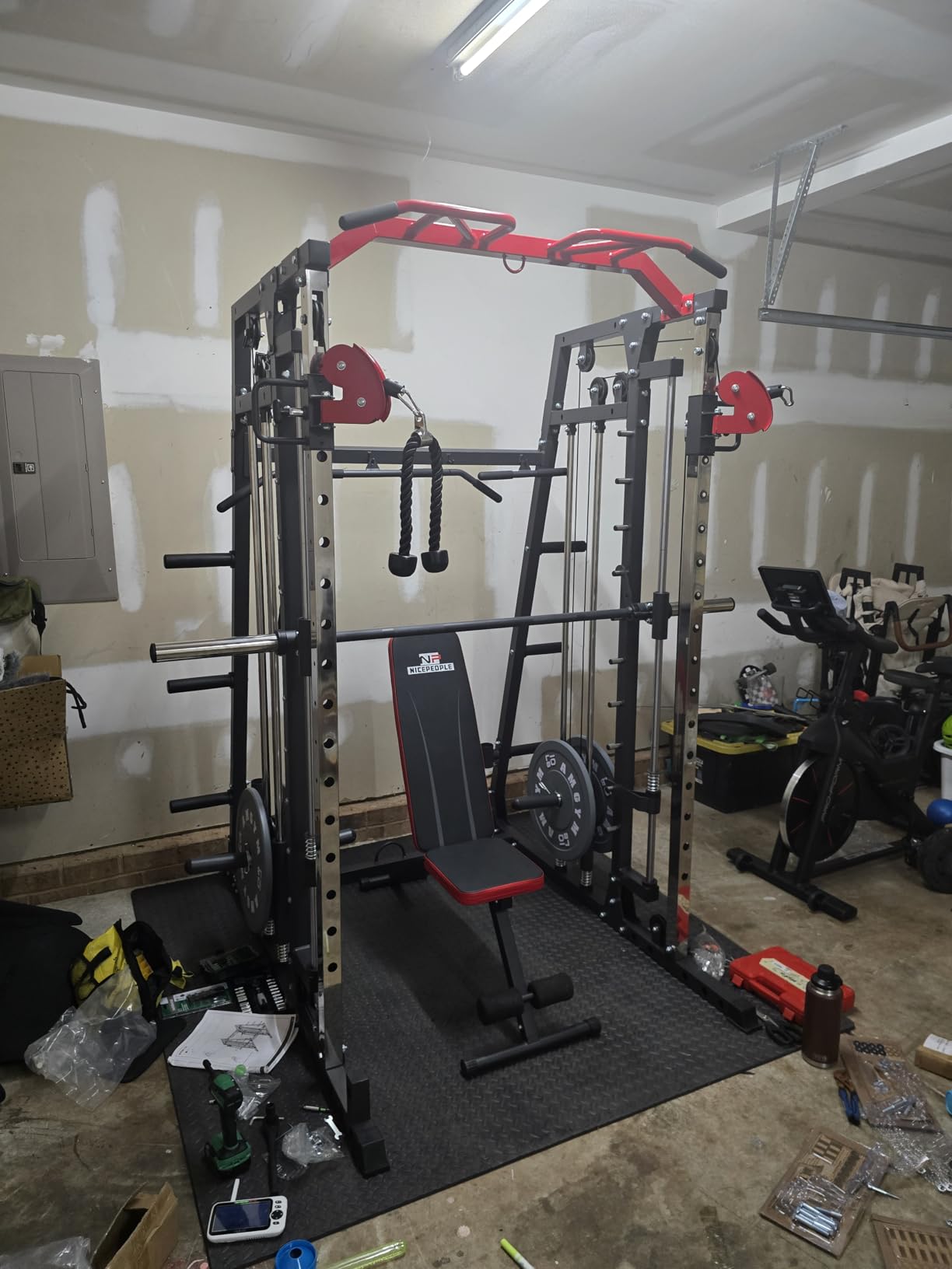Mikolo M4 2.0 Standard/Ultra/Elite Smith Machine, 2200lbs Squat Rack with LAT-Pull Down System & Cable Crossover Machine, Training Equipment with Leg Hold-Down Attachment customer photo 2