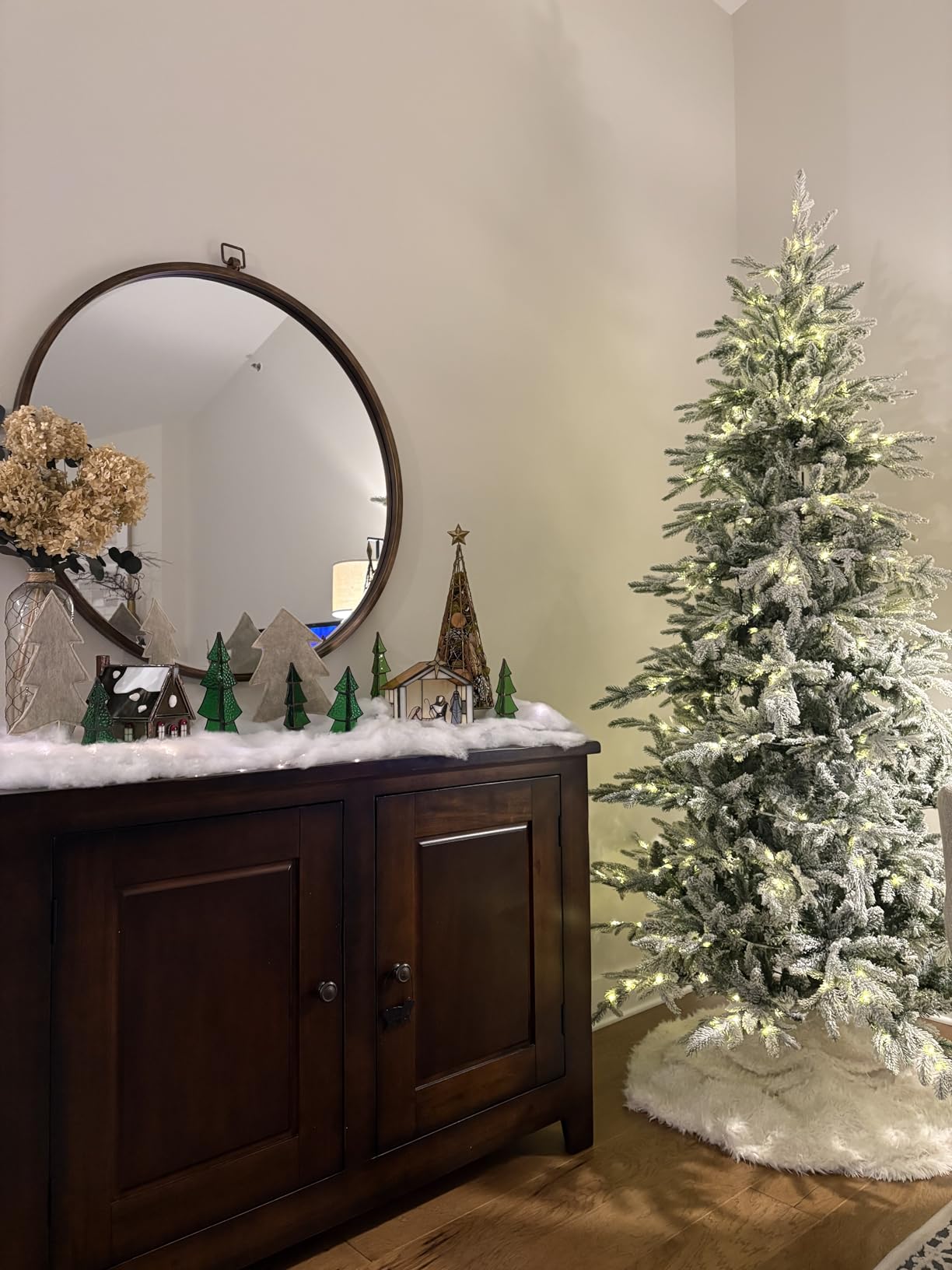 Best Choice Products Lighted Aspen Christmas Tree, 6ft Flocked Artifical Noble Fir, Pre-Lit White & Multicolored LED Lights Premium Holiday Decor - Green customer photo 2