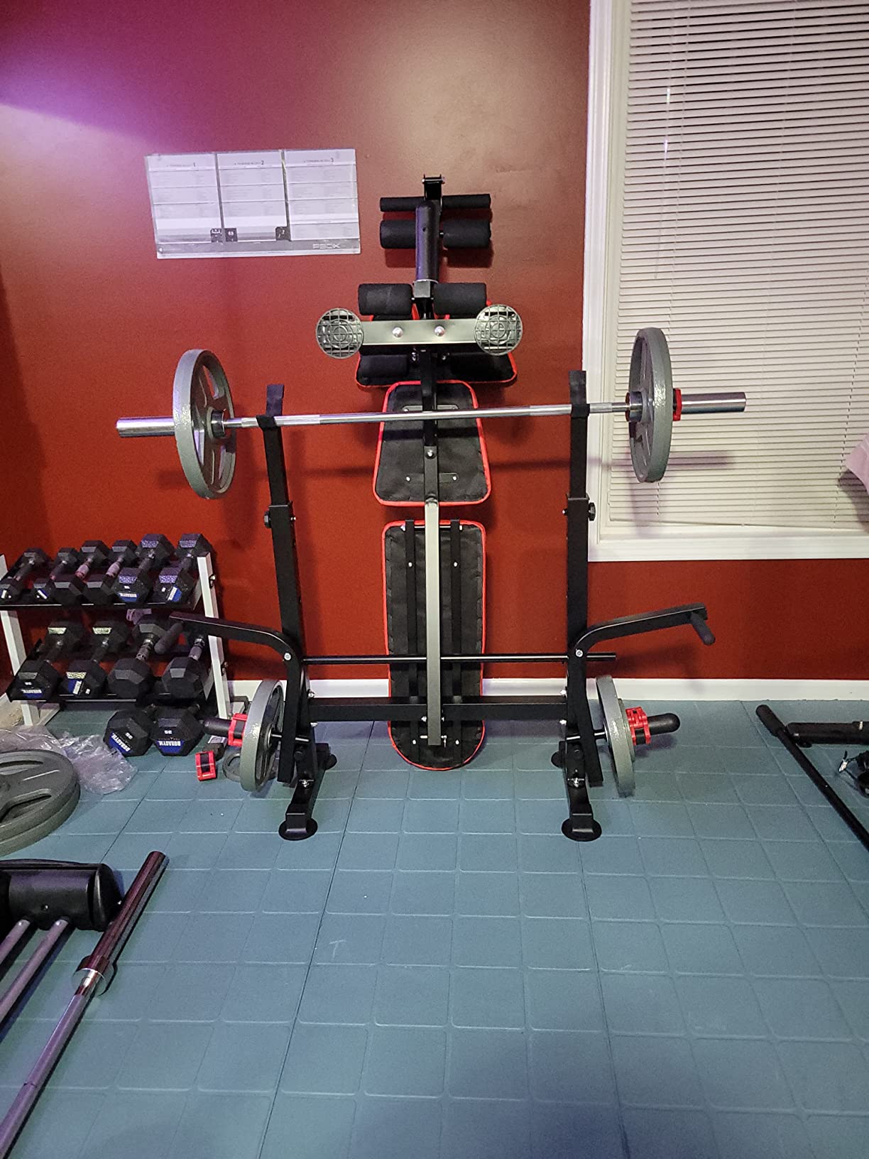 OPPSDECOR 900LBS Weight Bench Set with Squat Rack Preacher Curl Weight Bench with Leg Extension Bench Press Set Workout Bench for Home Gym Full Body Workout customer photo 2