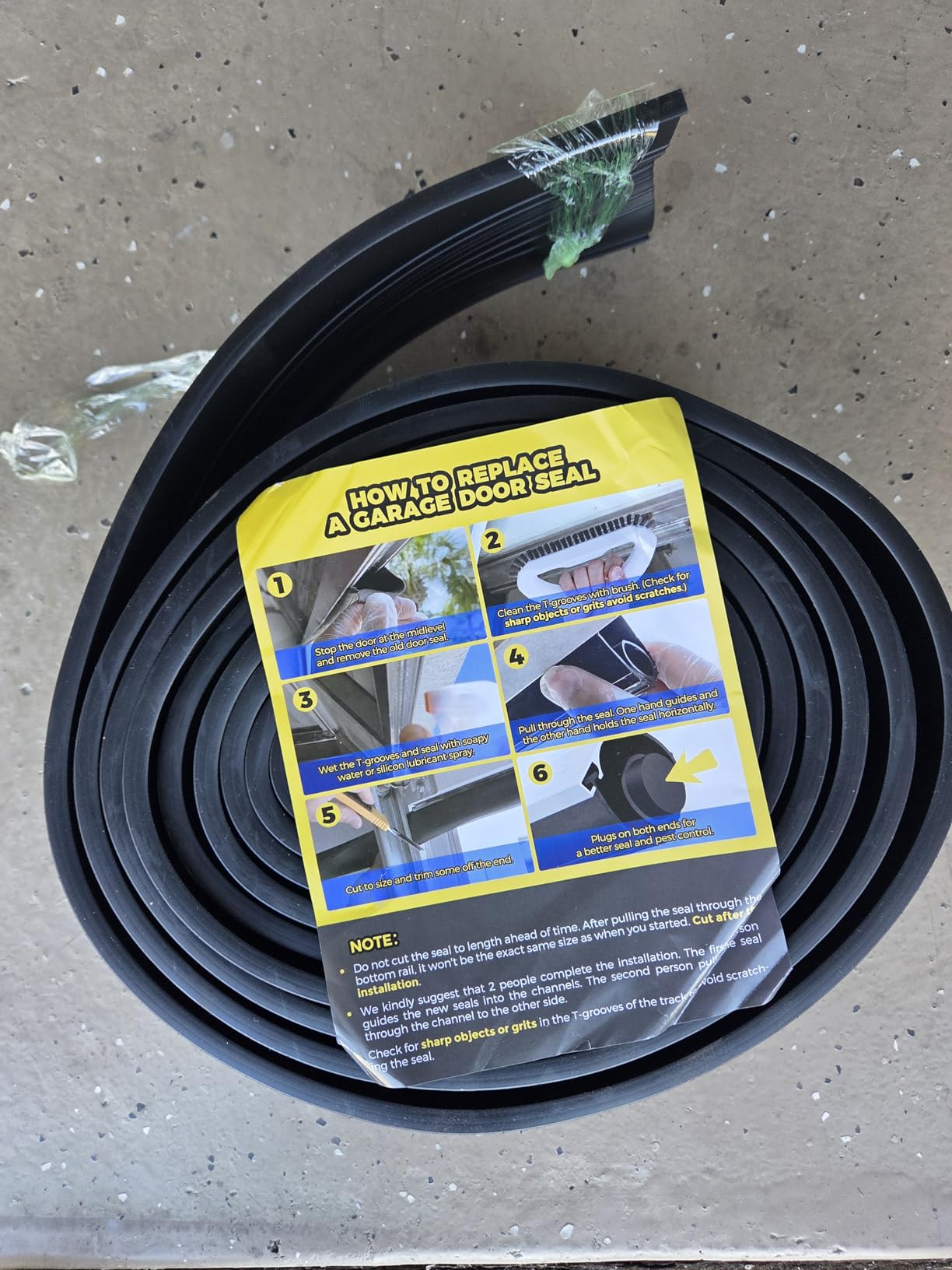Holikme Garage Door Seals Bottom Rubber, Flexible EPDM Garage Door Seal, Garage Door Weather Stripping Kit Seal Strip Replacement, 5/16 Inch T-End, 4 1/8 Inch Width (17Ft, Black) customer photo 1