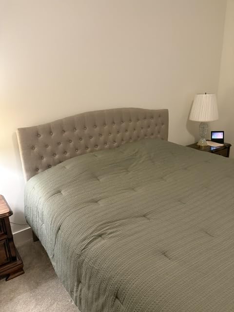 Befurtori Queen Headboard Only, Upholstered Headboard for Adjustable Bed Linen Tufted Queen/Full Size Wall Mounted Head Board with Solid Wood Legs Head Board, Ivory customer photo 1