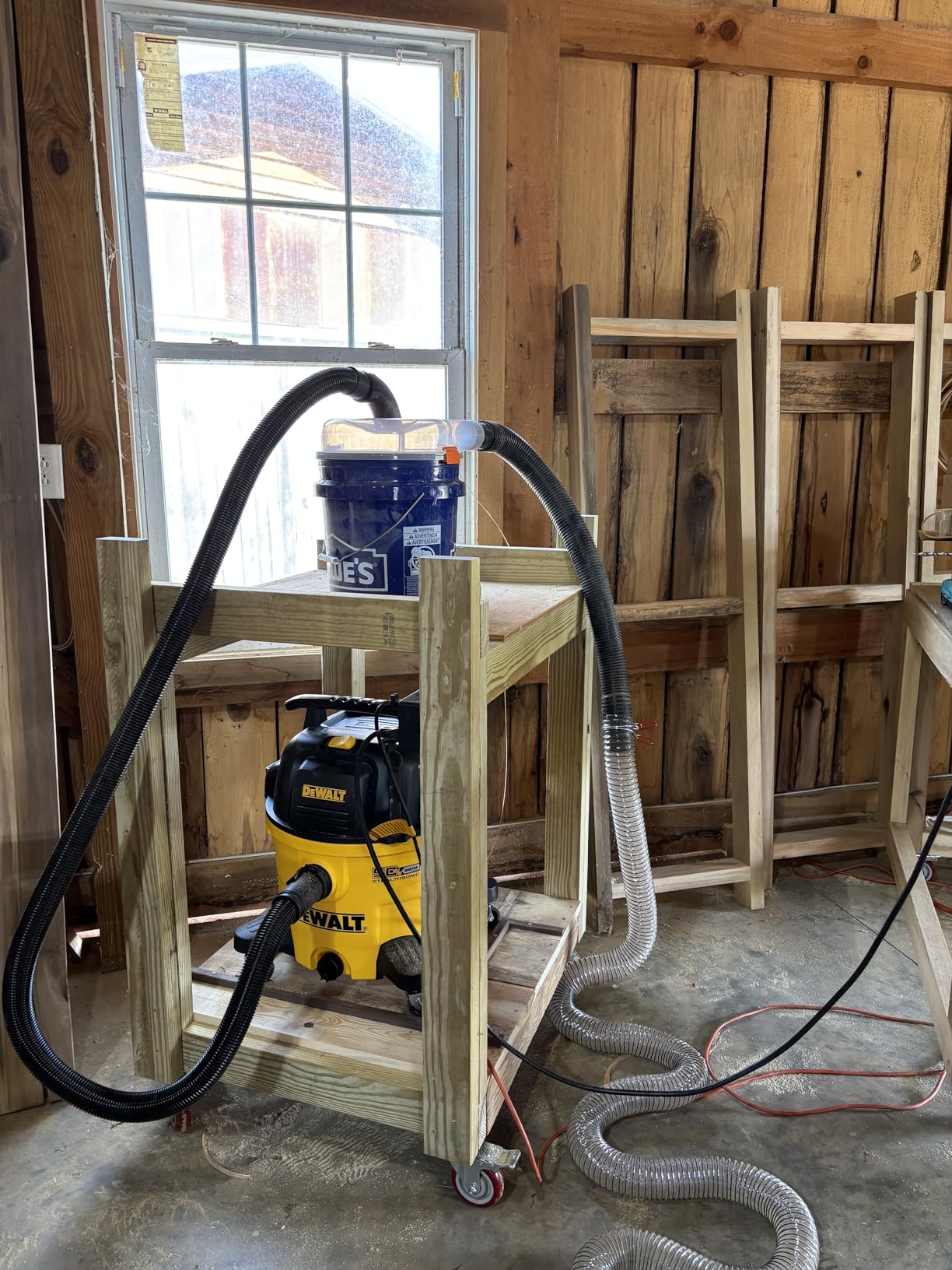 The Dustopper PRO, Low-Profile Dust Separator for Shop Wet/Dry Vacuums with at least 5HP. Includes High-Flow 90 Degree Sweep Elbows and Connection Hose. Fits Standard 5 Gallon Buckets, Made in USA customer photo 1