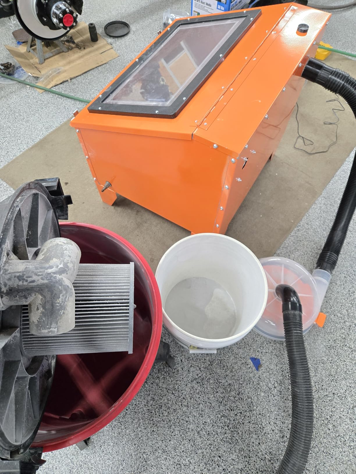 The Dustopper PRO, Low-Profile Dust Separator for Shop Wet/Dry Vacuums with at least 5HP. Includes High-Flow 90 Degree Sweep Elbows and Connection Hose. Fits Standard 5 Gallon Buckets, Made in USA customer photo 2