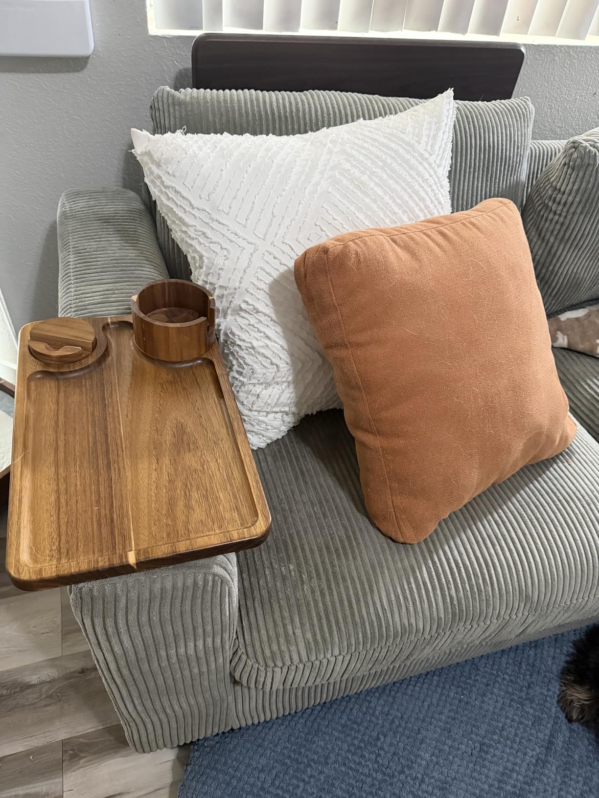 Nnewvante Couch Cup Holder Tray, 3 in 1 Large 15.36