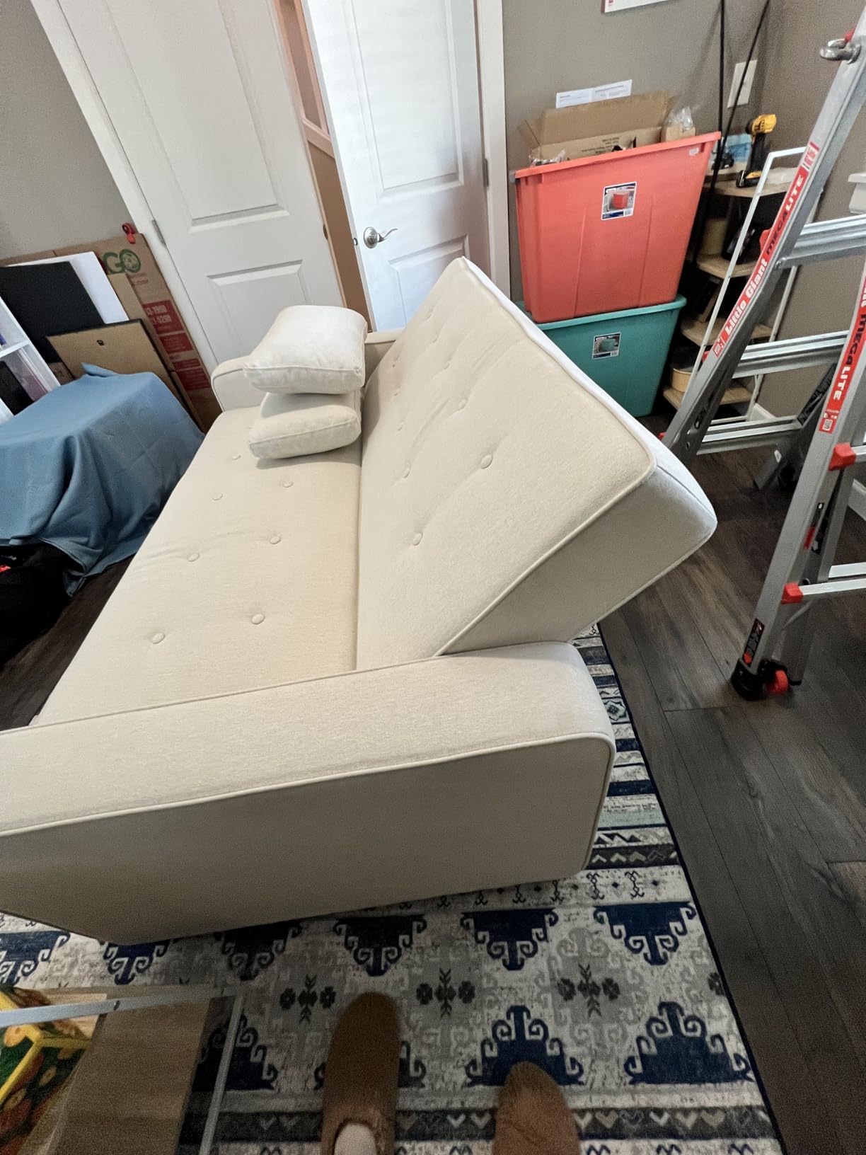 Serta Ainsley Convertible Loveseat Sleeper Sofa - 3-in-1 Loveseat, Lounger & Queen-Size Sofa Bed, Pull-Out Sleeper Couch with DreamCoils, Easy Assembly, Oyster Fabric customer photo 1