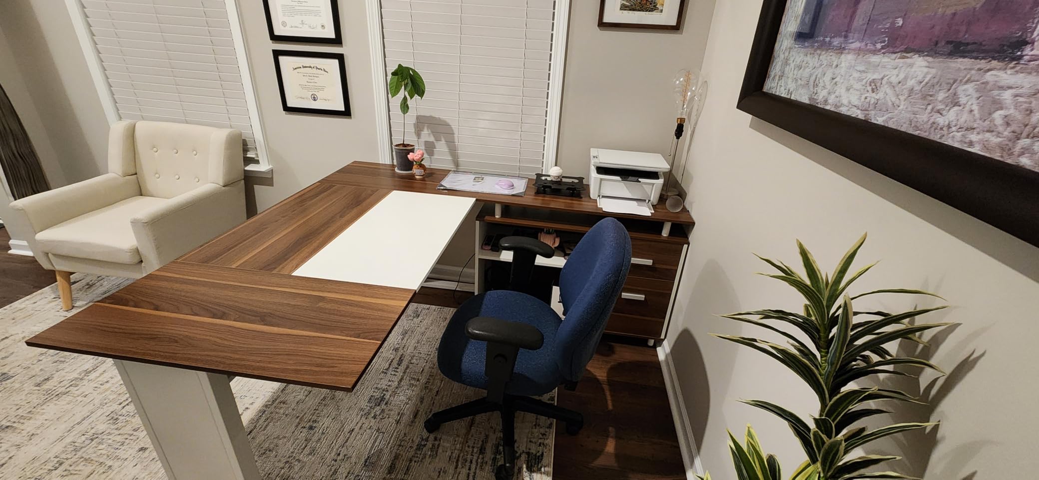 Tribesigns 63 Inch Executive Desk with File Cabinet, L Shaped Office Desk with Drawers and Storage Shelves, Business Furniture Set Workstation for Home Office, Gray and Black customer photo 2