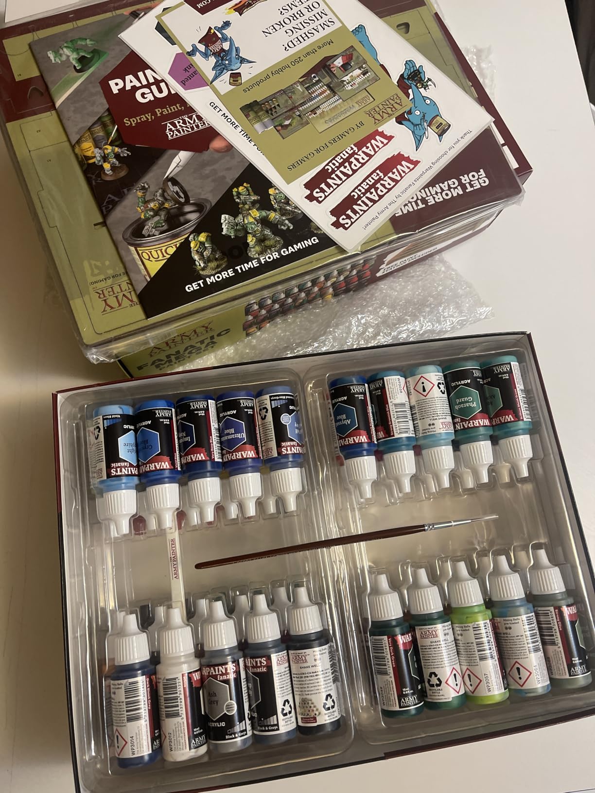The Army Painter, Warpaints Fanatic Mega Set Combo, 50 x 18 ml Acrylic Paints incl. Skin Tones, Metallics, Effects, Washes, 1 Free Paint Station & 2 Brushes - Model Paint for Warhammer & Dnd customer photo 1