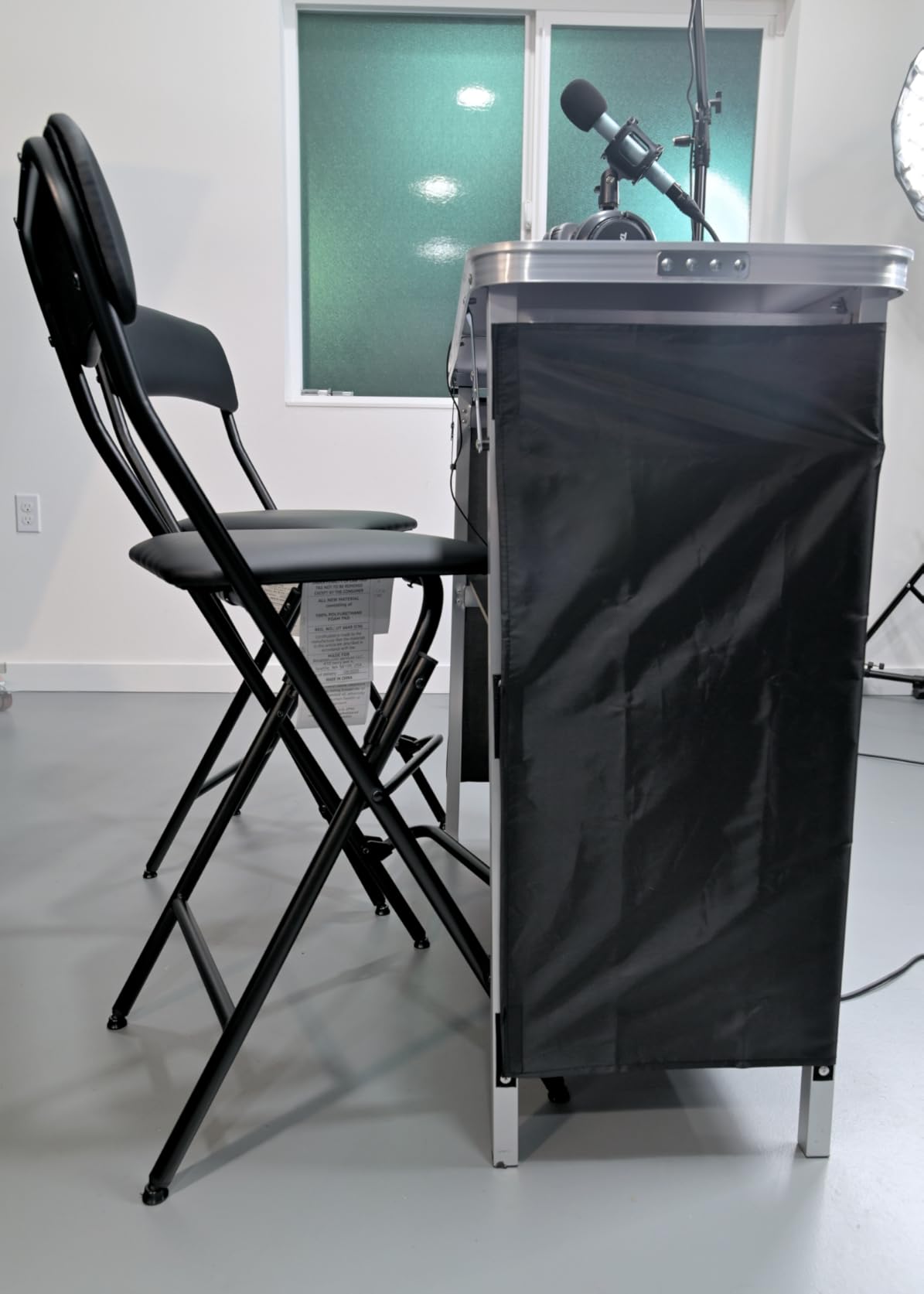 Amazon Basics Folding Bar Stool with Footrest, Portable, Sturdy, Space-Saving Storage, 300lb Capacity, 24