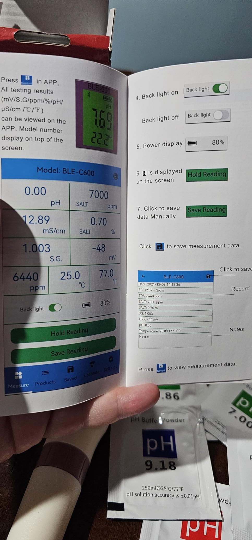 PH Meter & TDS Meter Digital Water Tester 5 in 1 Salinity Tester PH Temp EC and TDS Meter,PH Meter for Water with LCD Backlit,Water Testing Kits for Drinking Water,Wine,Swimming Pool,Hot Tub Spas customer photo 2