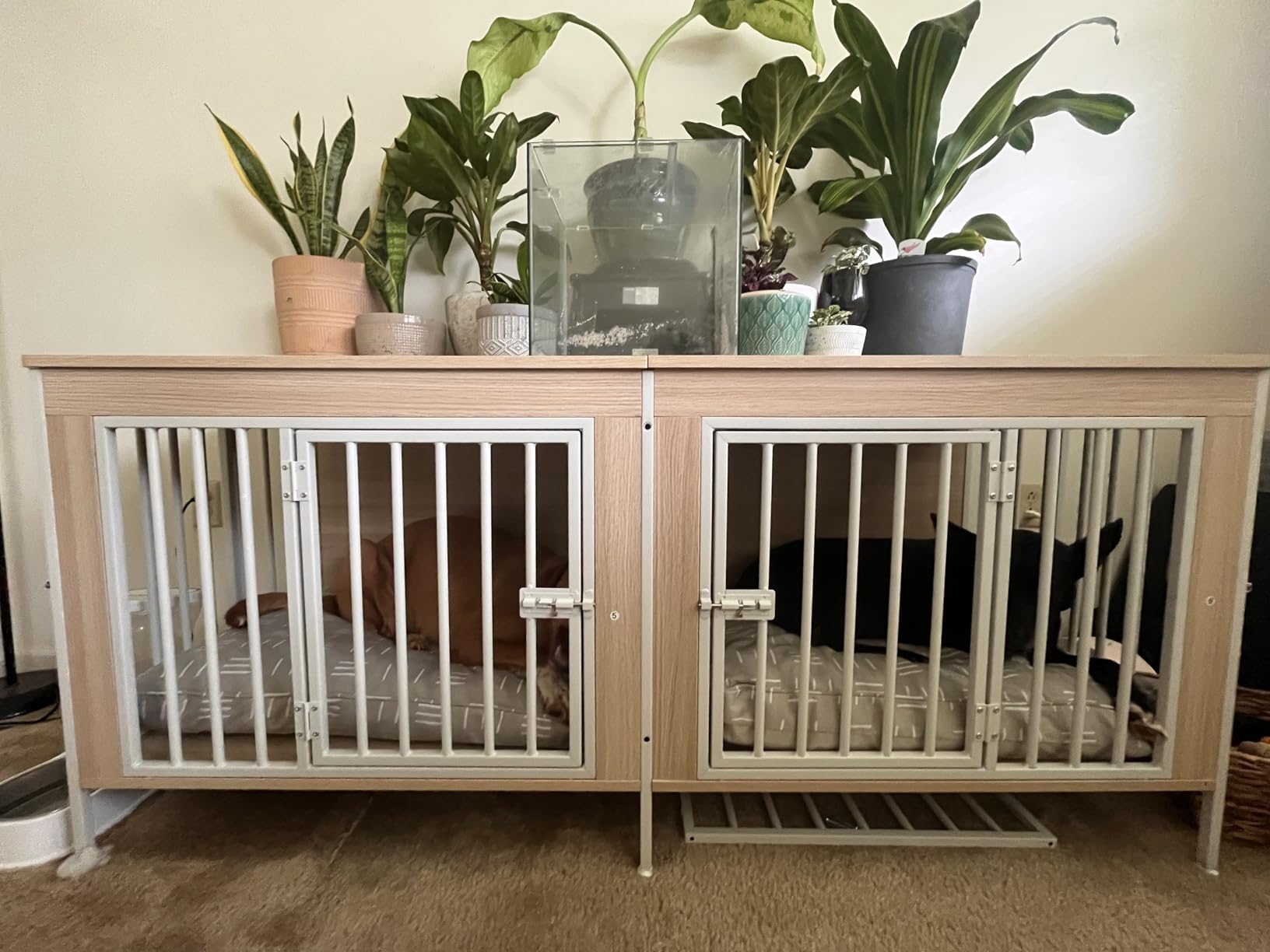 EasyCom Dog Crate Furniture for 1 or 2 Dogs, Heavy Duty Single/Double Dog Crates for Small/Medium/Large Dogs, Dog Kennel Furniture Indoor as TV Stand, Large Size 78.74