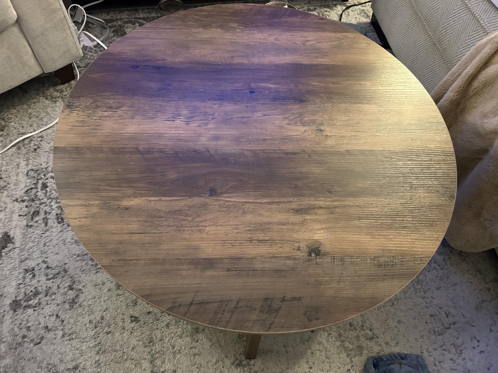 VASAGLE MAEZO Collection - Round Coffee Table, 2-Tier Center Table with Storage, Tapered Legs, Curved Transitions, 31.5 Dia. x 17.7 H Inches, Easy Assembly, for Living Room, Honey Brown ULCT243K41 customer photo 2