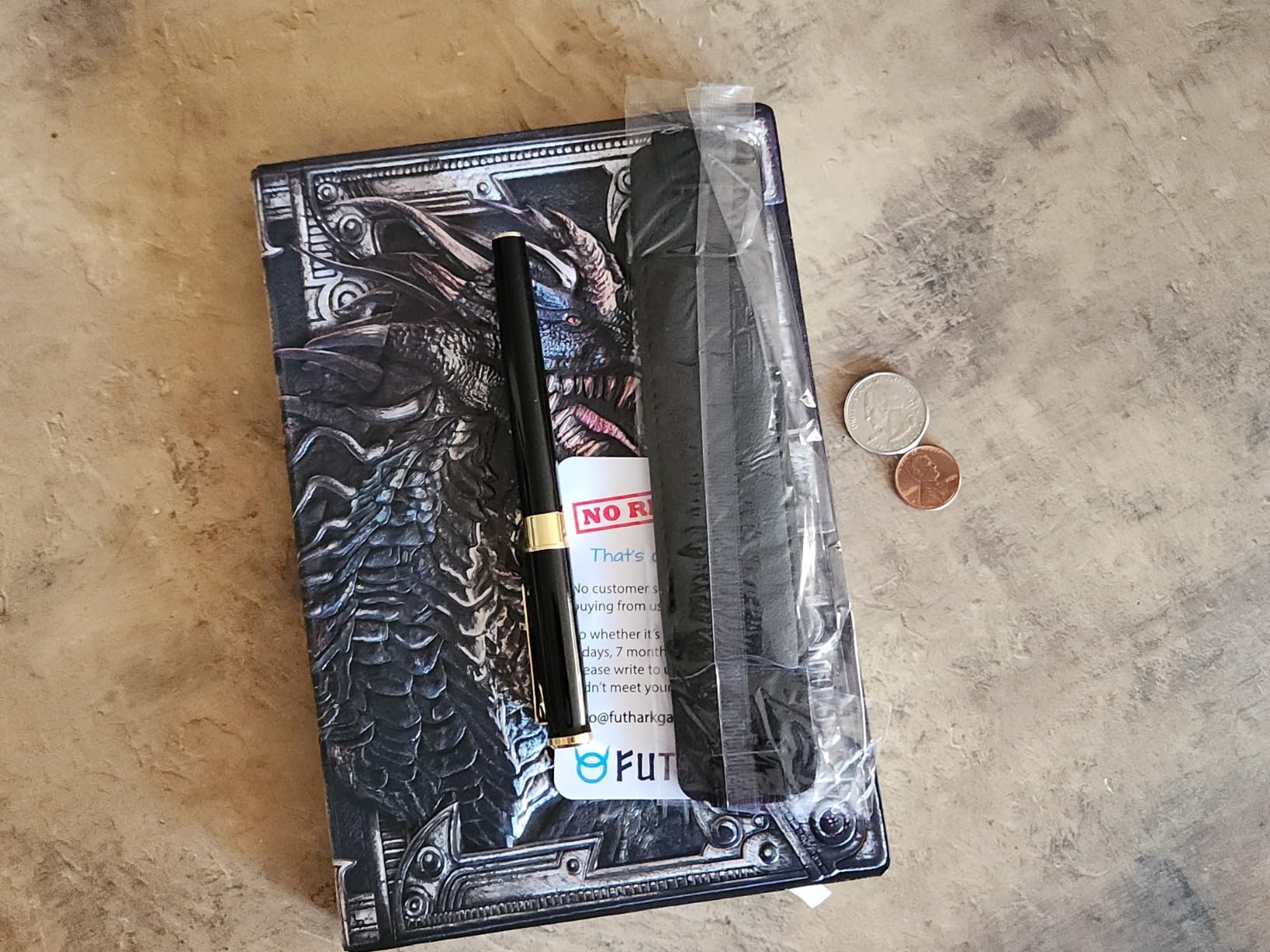 Futhark DND Notebook/Journal - 200 Pages with 3D Bronze Dragon Embossed Faux Leather Cover with Pen and Pen Holder - Ideal for Dungeons & Dragons/D&D. Great RPG Accessories Gift for DM & Players customer photo 1