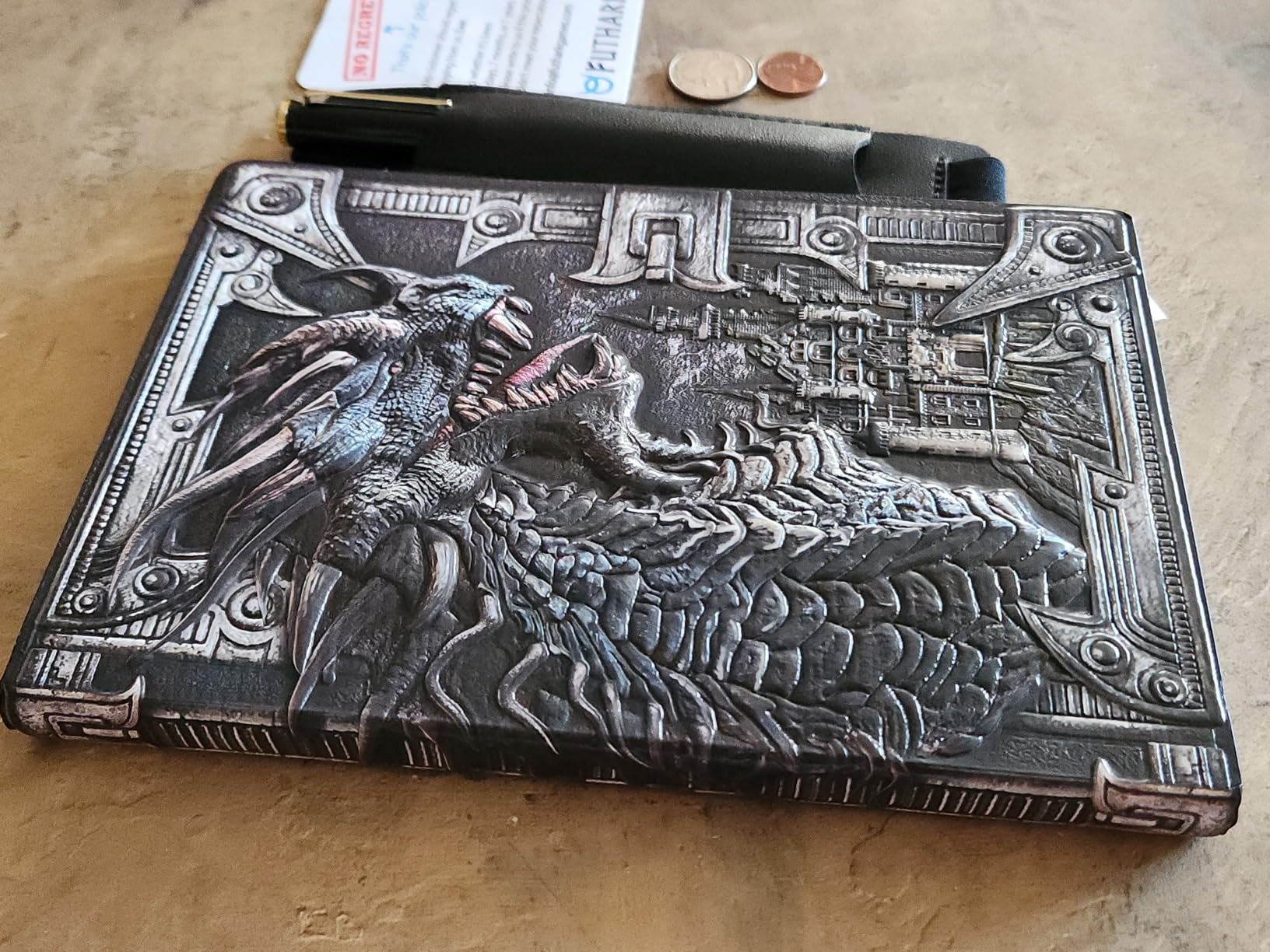 Futhark DND Notebook/Journal - 200 Pages with 3D Bronze Dragon Embossed Faux Leather Cover with Pen and Pen Holder - Ideal for Dungeons & Dragons/D&D. Great RPG Accessories Gift for DM & Players customer photo 2