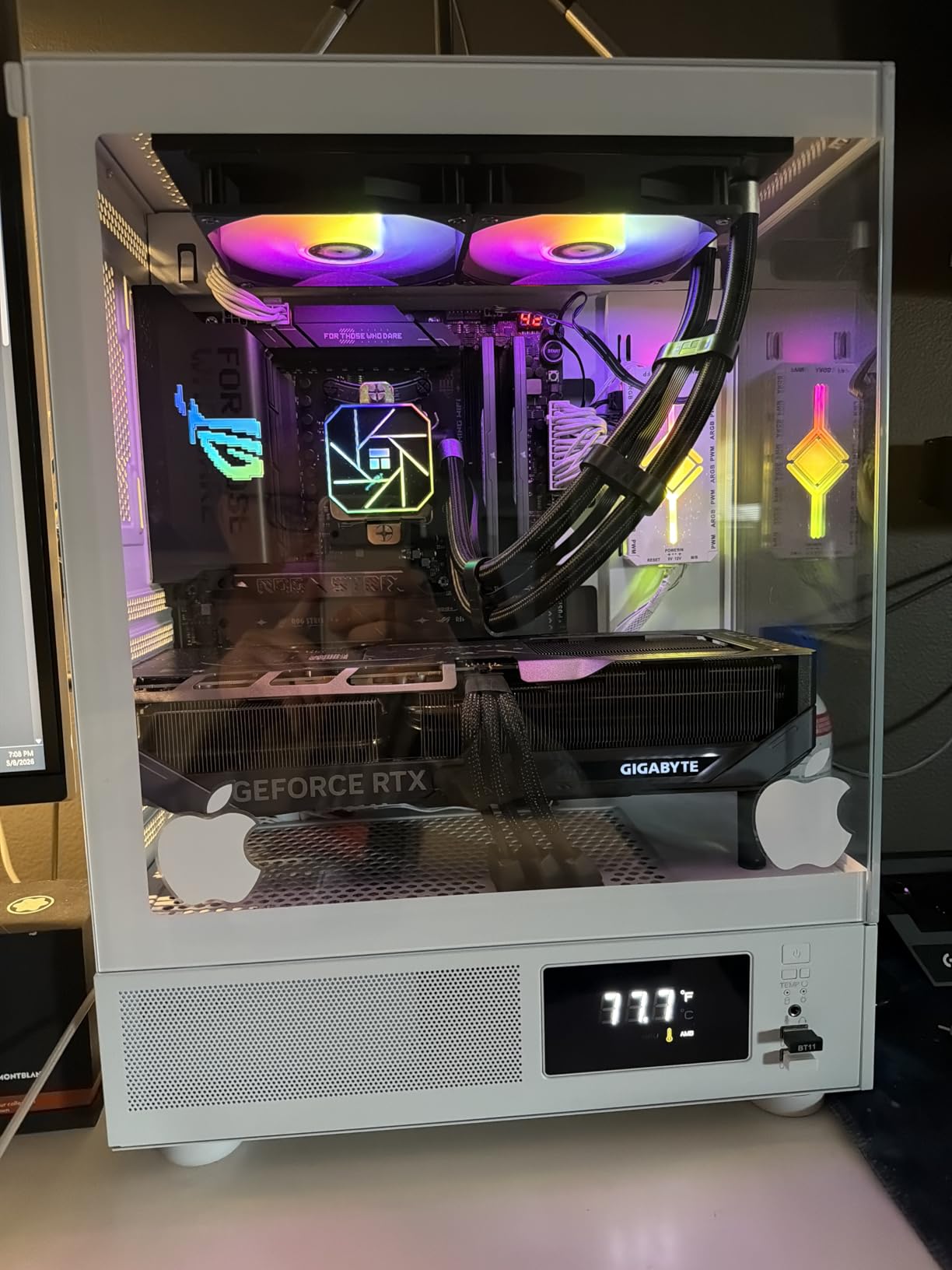 GAMDIAS ATX Mid Tower Computer Case with Tempered Glass, Gaming PC Case w/Temperature Display LCD & 3X 120mm ARGB Fans, Support Up to 5X Fans, 240mm AIO/Radiator, 340mm GPU/VGA, 160mm CPU Air Cooler customer photo 1