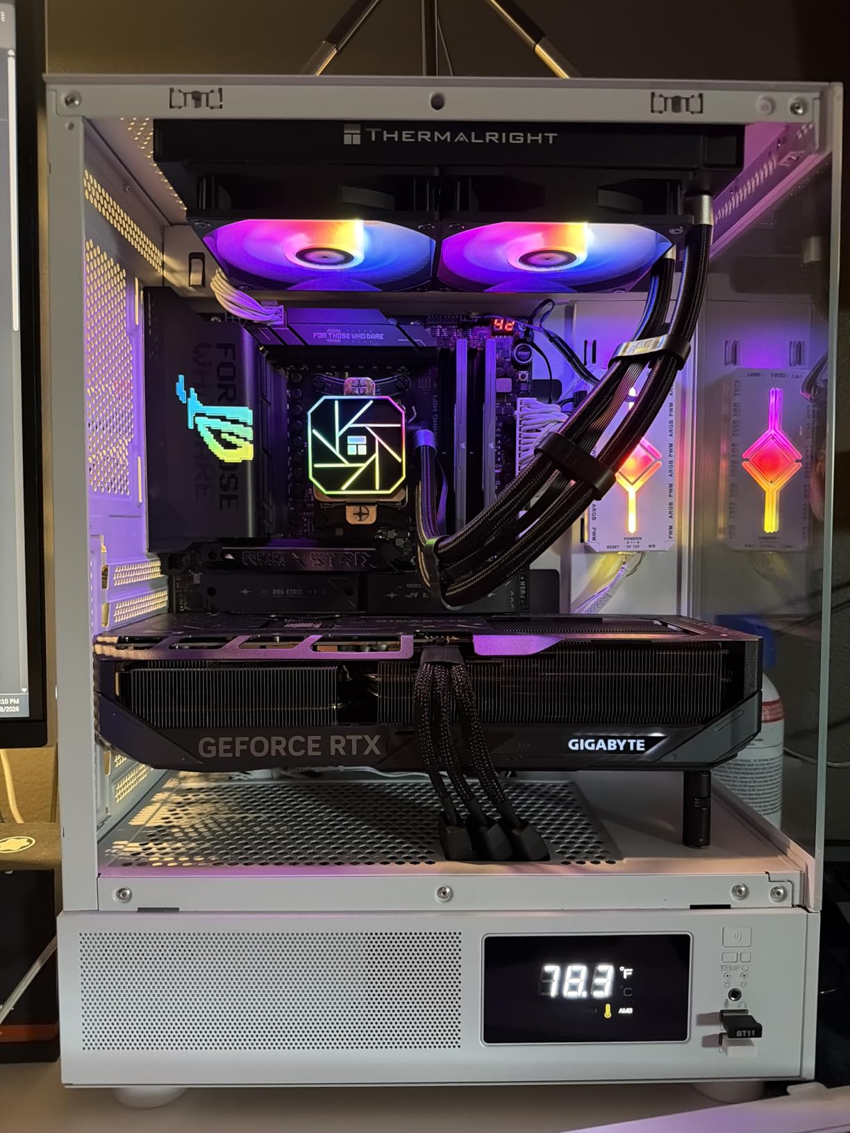 GAMDIAS ATX Mid Tower Computer Case with Tempered Glass, Gaming PC Case w/Temperature Display LCD & 3X 120mm ARGB Fans, Support Up to 5X Fans, 240mm AIO/Radiator, 340mm GPU/VGA, 160mm CPU Air Cooler customer photo 2