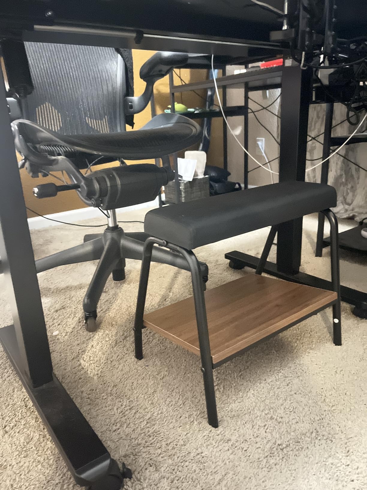 Double Step Footrest Under Desk Versatile Foot Stool Ottoman for Comfortable Desk Work Office Life, Black customer photo 2