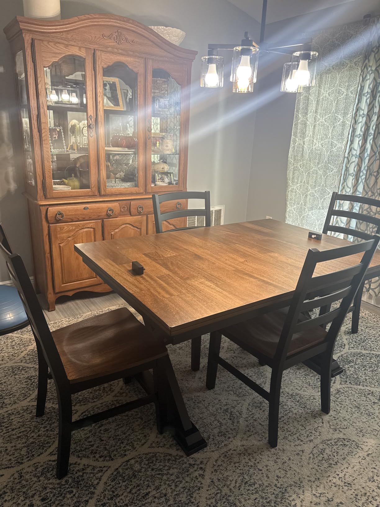 Signature Design by Ashley Wildenauer Dining Extension Table, Self-Storing Butterfly Leaf, Seats 8, Hardwood Solids, Black & Dark Brown customer photo 1