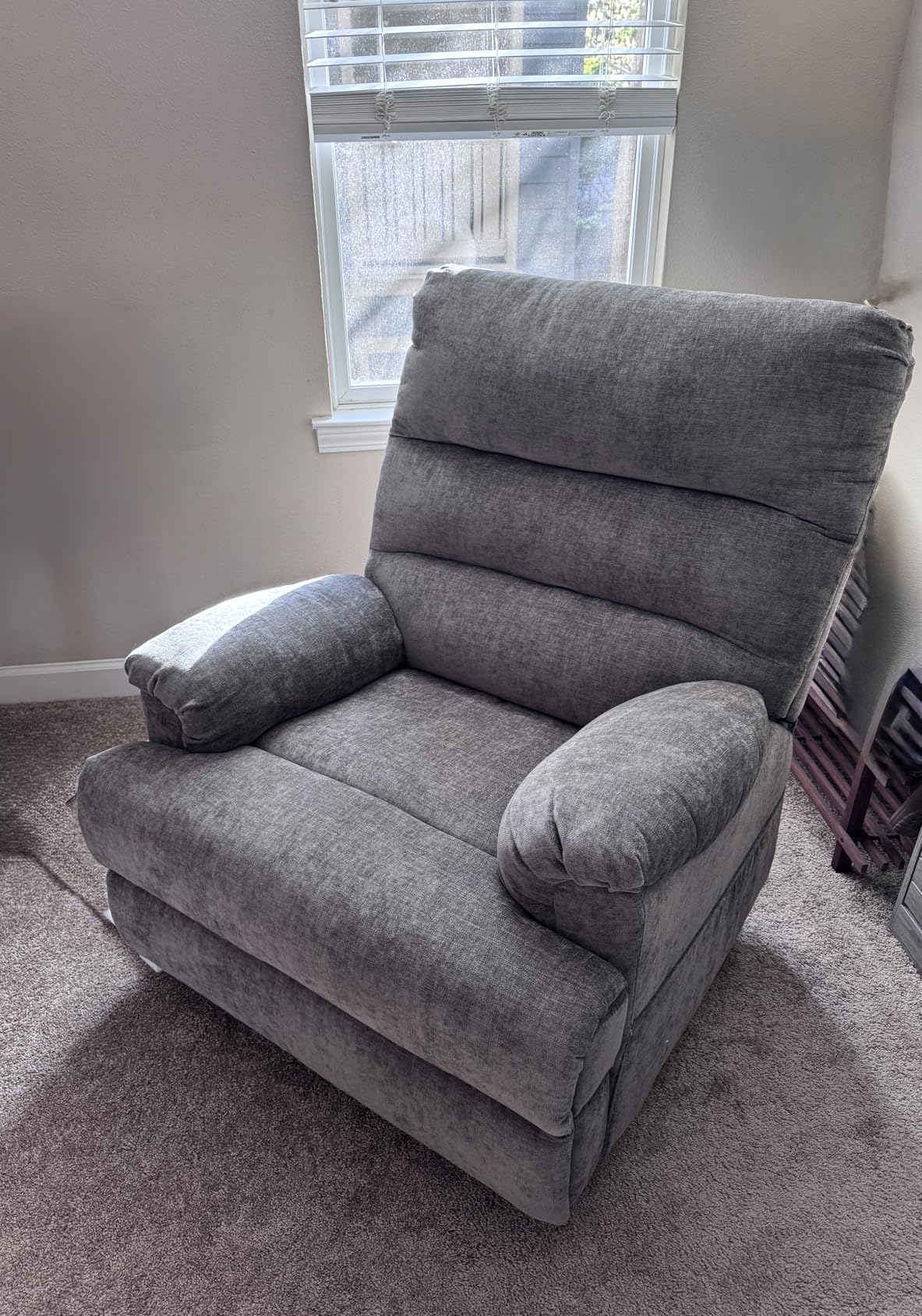 Large Glider Rocker Recliner, Beige Swivel Rocking Recliner Chair, Reclining Sofa Rocking Chair Nursery, 23 Inches Deep Seat & 27 inches High Back, for Living Room, Bedroom (Beige) customer photo 2