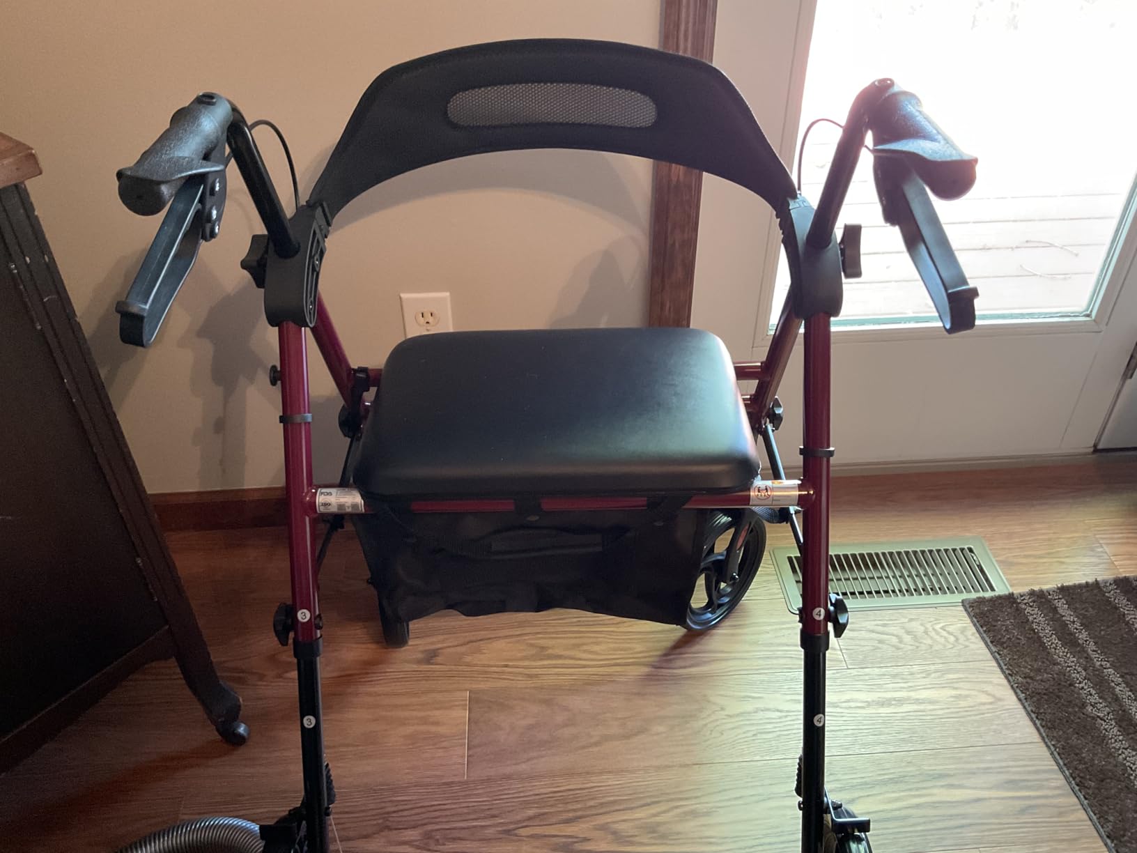 HOMLAND Foldable Rollator Walkers with Seat for Seniors, 8'' Big Wheels, 350 lb. Weight Capacity, Adjustable Handles and Seat Height, Lightweight Rolling Walker, Red customer photo 2
