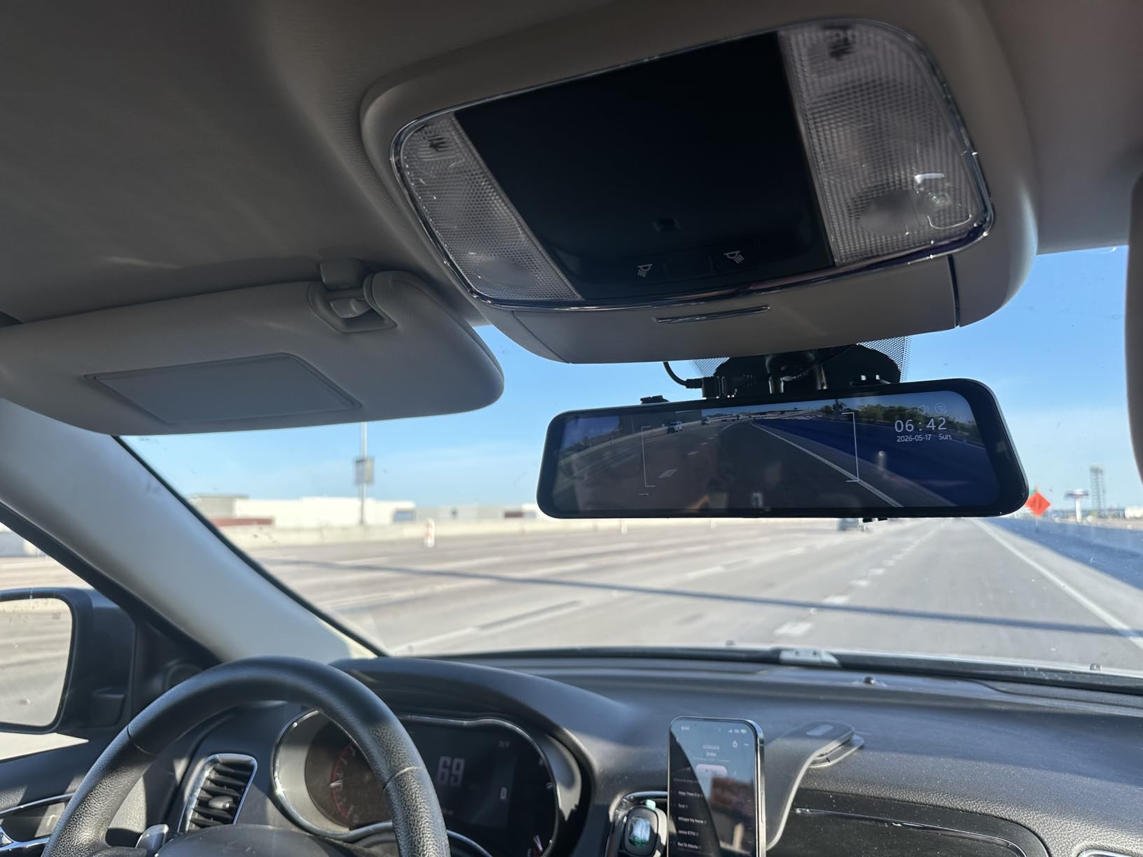 WOLFBOX G850 PRO 4K Mirror Dash Cam with ADAS and BSD, Smart Rear View Mirror with 5.8GHz WiFi, Voice Control, 12 inches Camera Includes 64GB Card, GPS, G-Sensor, Loop Recording customer photo 1