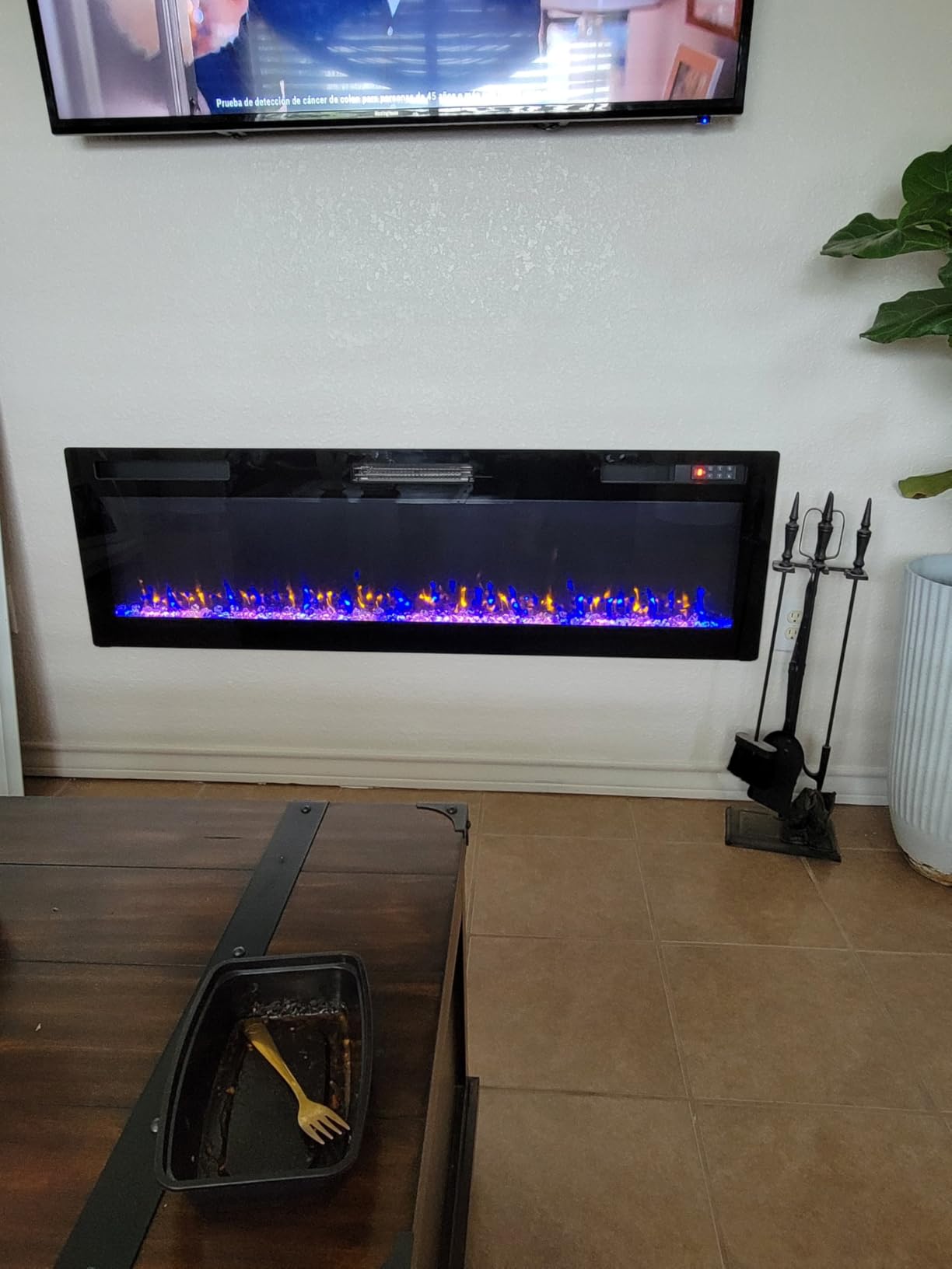 VENDROZ 72 Inch Electric Fireplace, Ultra-Thin Fire Places Electric Fireplace Inserts Recessed and Wall Mounted with Remote Control, 750W/1500W Fireplace Electric Heater with Timer, Multi-Flame customer photo 1