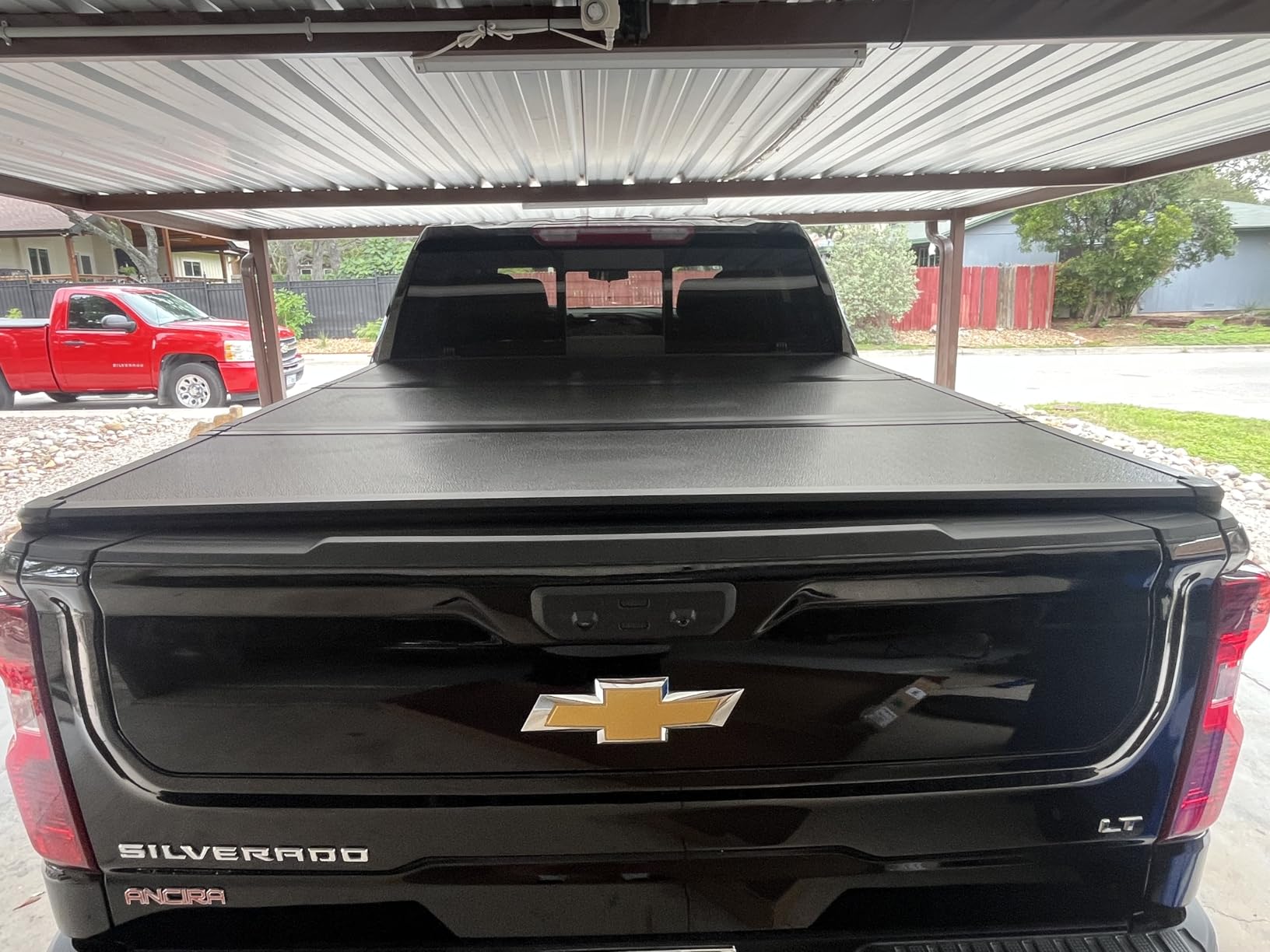 FRP Hard Folding Truck Bed Tonneau Cover Compatible with 2007-2026 Chevy Silverado/GMC Sierra 1500 5' 8
