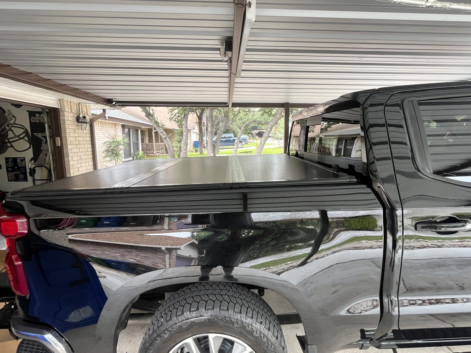 FRP Hard Folding Truck Bed Tonneau Cover Compatible with 2007-2026 Chevy Silverado/GMC Sierra 1500 5' 8