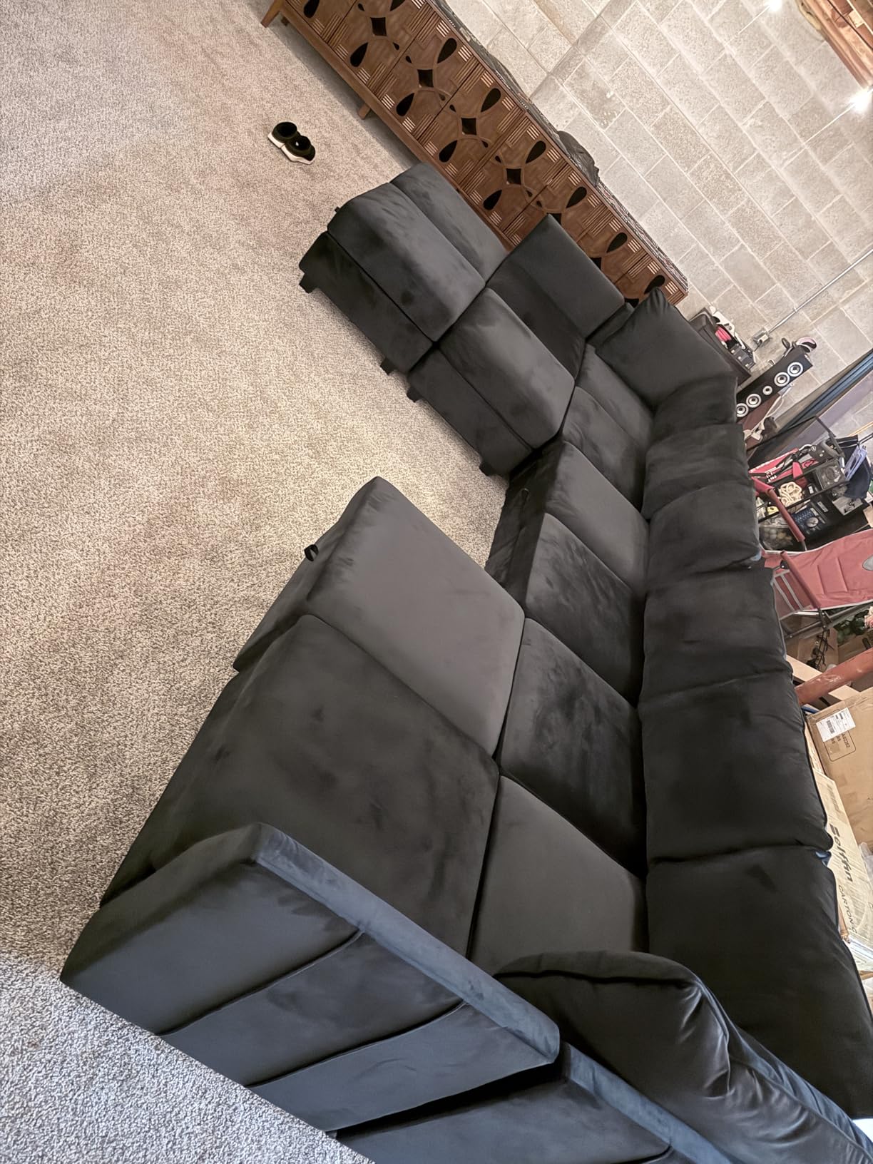 Belffin Oversized Modular Sectional Couch Sleeper Sofa with Storage Velvet Sectional Sofa Bed for Living Room, 12 Seats, Black customer photo 2