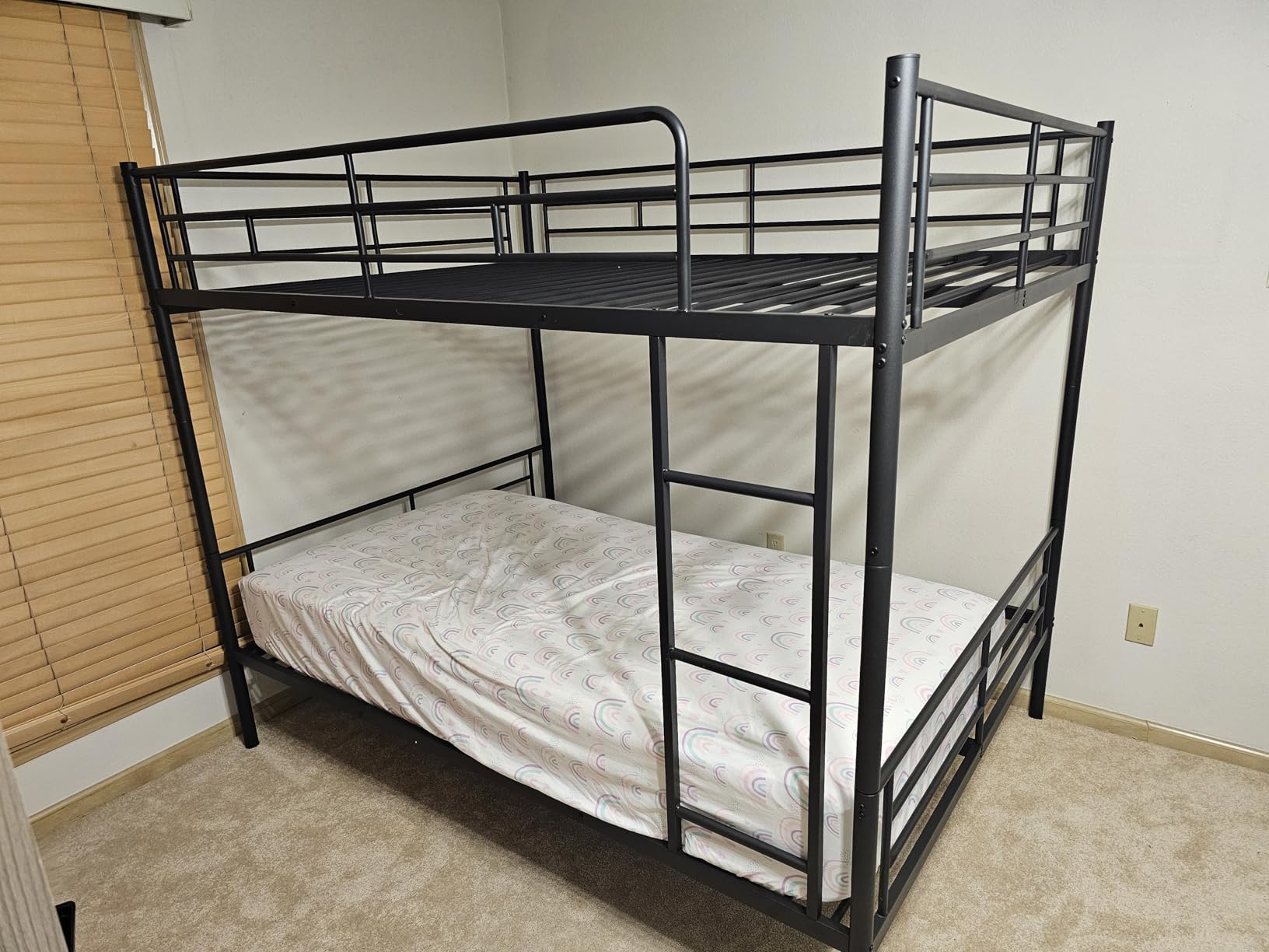 Mixcous Full Over Full Metal Bunk Bed for Adults & Kids, Convertible into 2 Separate Full Size Beds, Heavy Duty Bunk Bed Frame with Full-length Guardrail & EVA Padded Ladder, No Box Spring Needed, Black customer photo 1