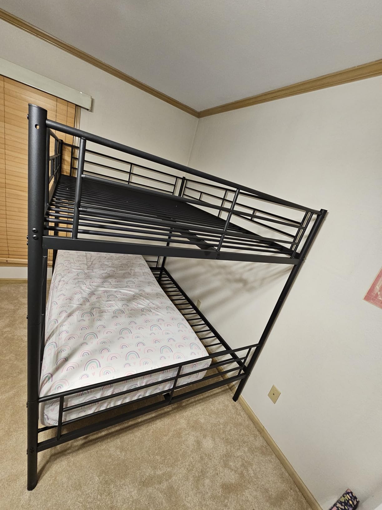 Mixcous Full Over Full Metal Bunk Bed for Adults & Kids, Convertible into 2 Separate Full Size Beds, Heavy Duty Bunk Bed Frame with Full-length Guardrail & EVA Padded Ladder, No Box Spring Needed, Black customer photo 2