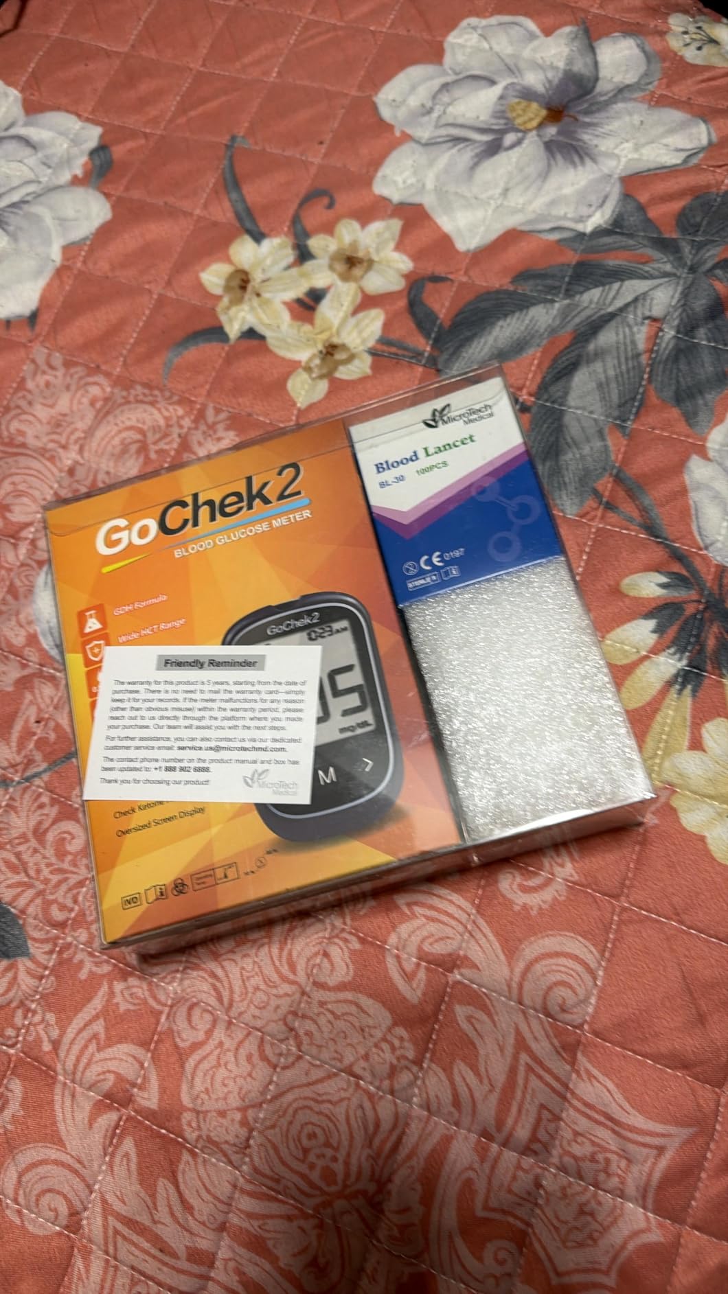 MicroTech Blood Glucose Monitor Kit 100 Strips & Lancets, No Coding, 500 Storage, Wider HCT for Family customer photo 1