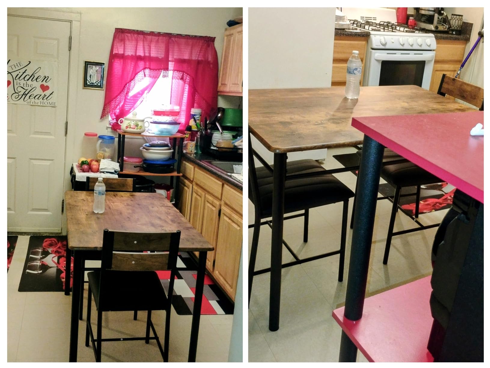 IRONCK Dining Table Set for 4, Wood Kitchen Table with Upholstered Chairs for Kitchen Room and Small Spaces, Rustic Brown customer photo 2