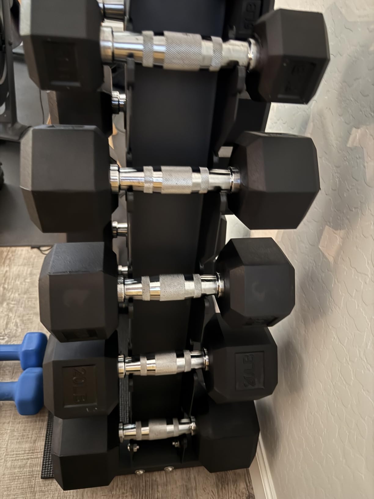 BalanceFrom Rubber Coated Hex Dumbbell Weight Set with Storage Rack, 100LB/150LB/200LB customer photo 1