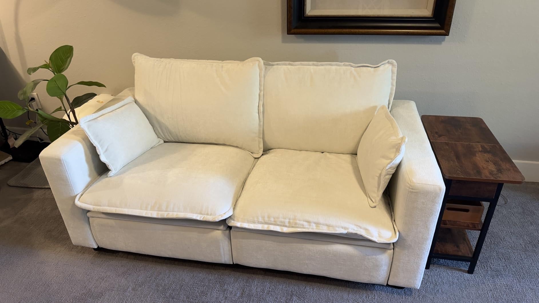 GUEAPY Power Reclining Sofa Cloud Couches for Living Room-Cloud Couch Sectional with Drawer,3 Seater Reclining Couches, Chenille Deep Reclining Sofa with Pillows, USB&Type-C Ports for Livingroom customer photo 2