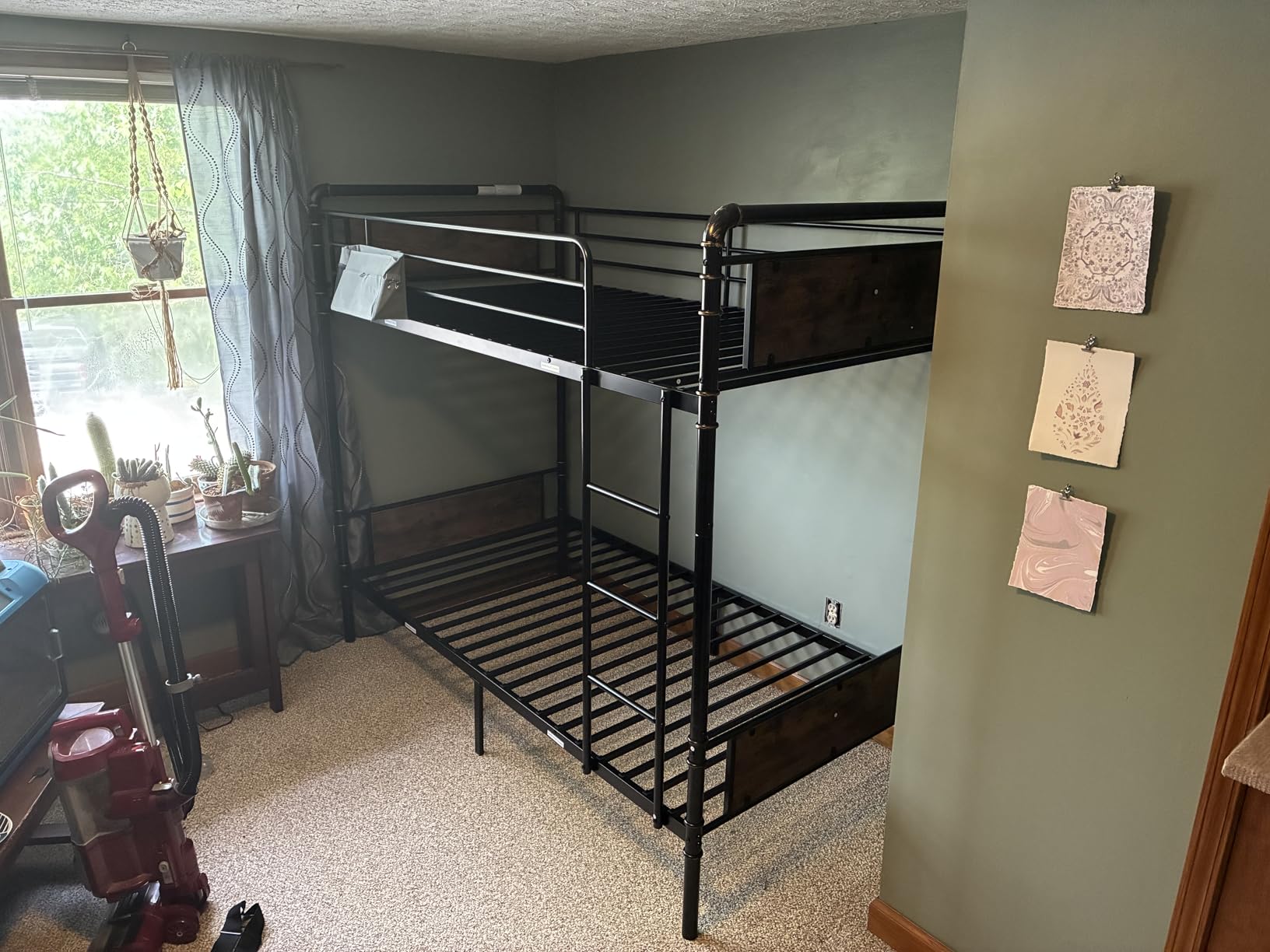 Jocoevol Metal Bunk Bed Twin Over Twin, Industrial Bunkbeds Heavy Duty Bed with Safety Guard Rails and Space-Saving Design, Steel Bed for School, Bedroom (Vintage Brown) customer photo 2