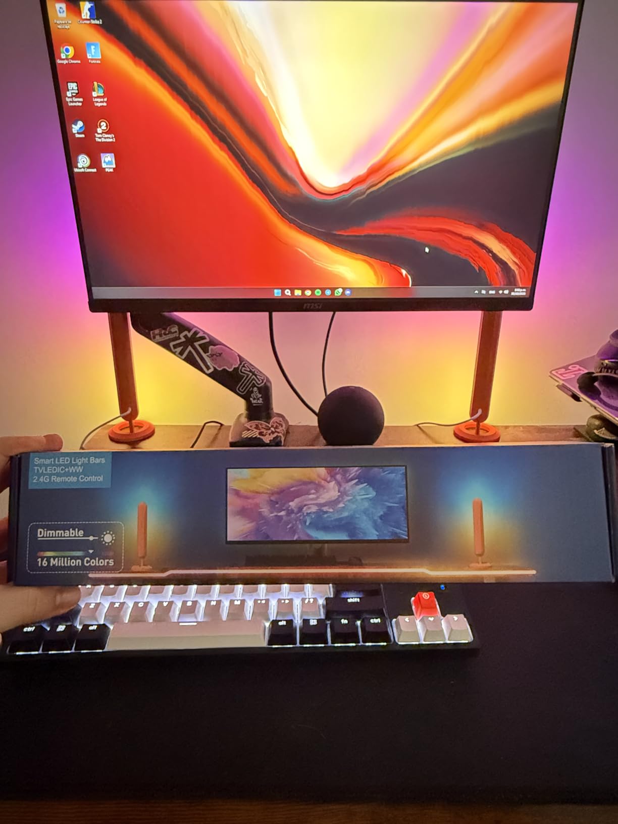 Smart ICRGB LED Lights Bars, Borllyem TV Backlight with Double Light Beads, App Control, RF Remote, Music Syncing and 47Modes for Gaming, Room Decoration customer photo 1