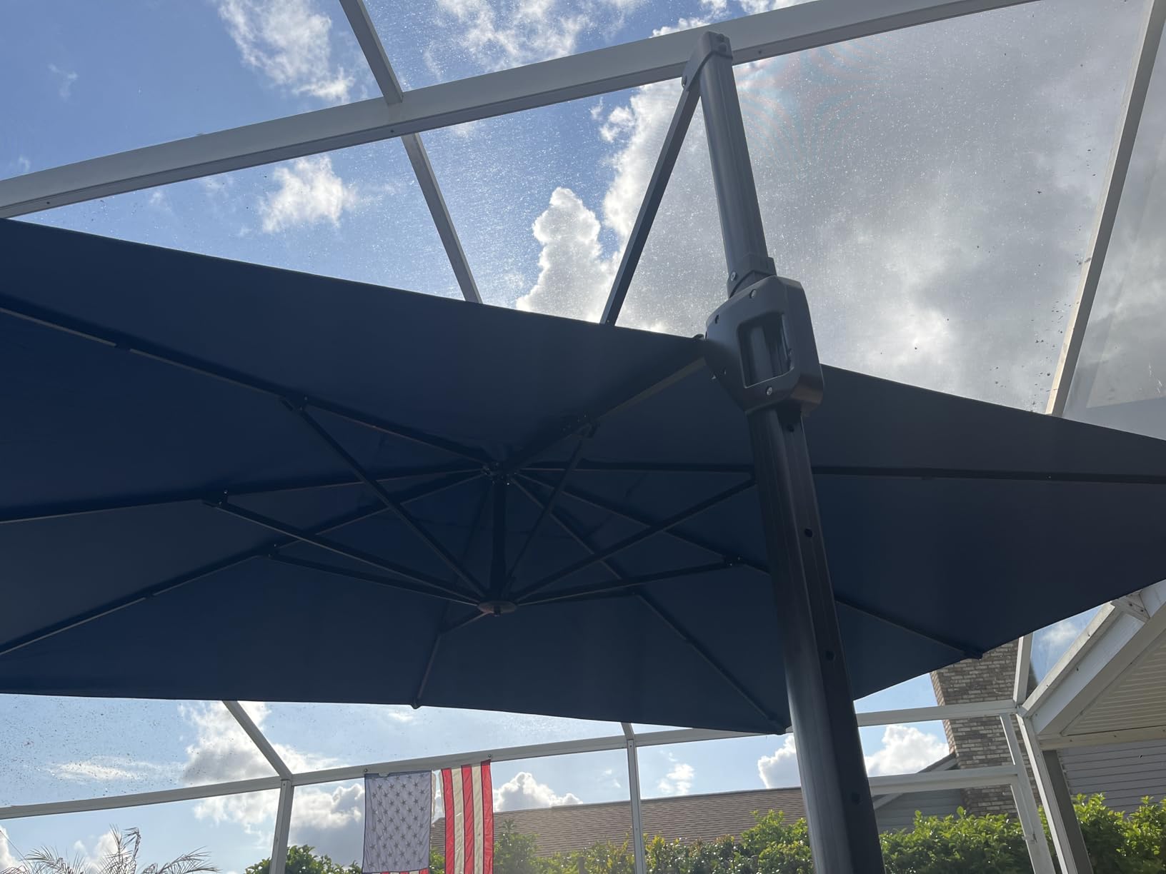9' X 12' Cantilever Patio Umbrella with Base Included Rectangular Outdoor Large Offset Umbrellas with 7 Tilts Adjustable 360°Rotation for Deck Pool Garden Backyard, Beige customer photo 1