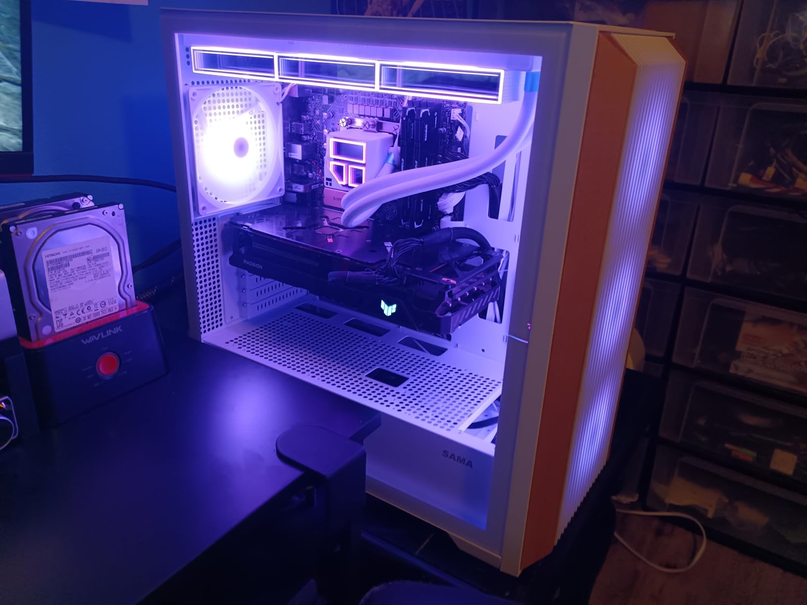 SAMA Z60 Genuine Walnut Wood PC Case, ATX Mid Tower PC Case, Pre-Installed 4X 140mm ARGB PWM Fans, Supports 360mm Radiator on Top, Type-C Port, Mid Tower Computer Case-Black customer photo 1