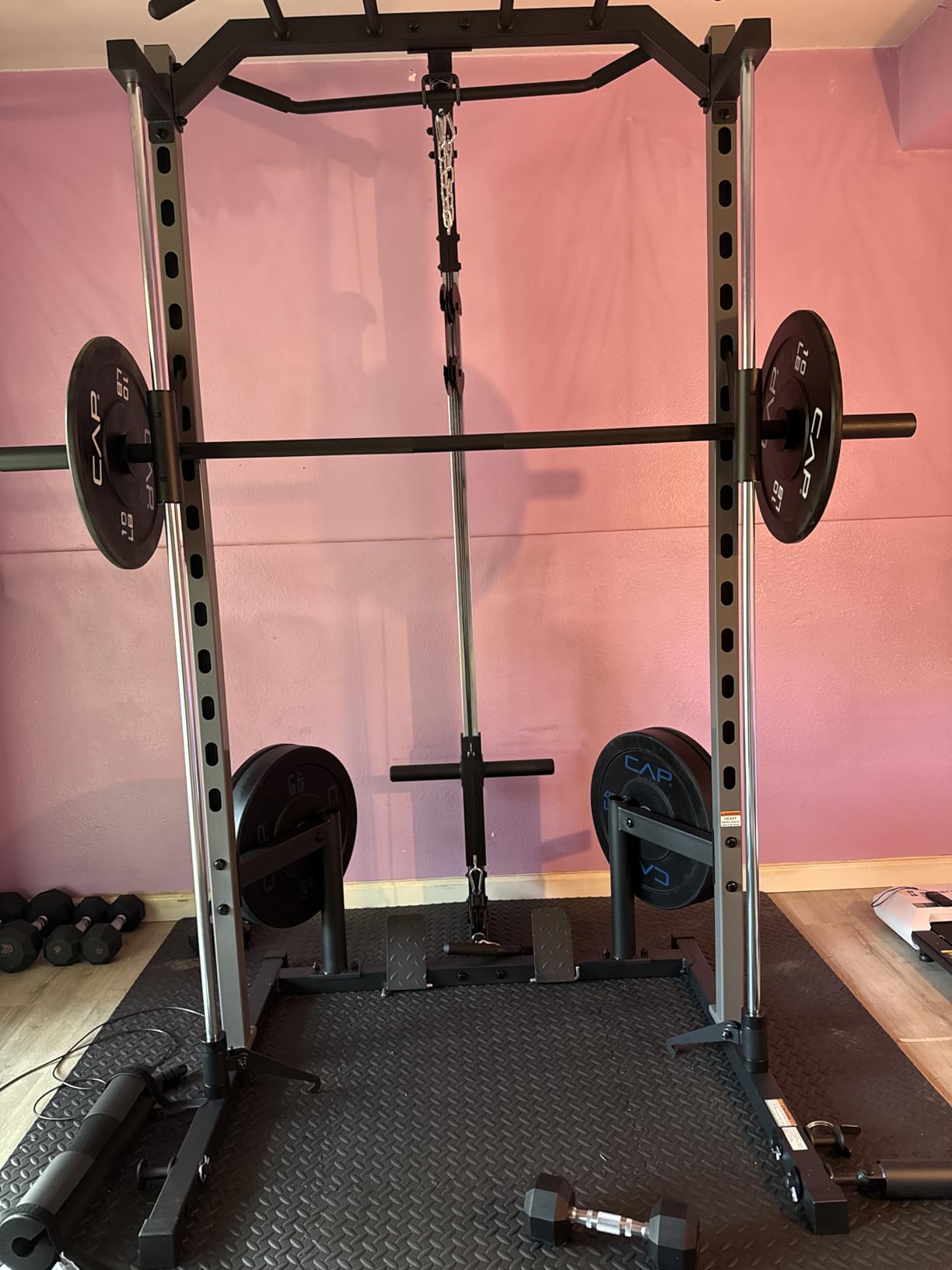 All-in-One Adjustable Smith Machine with LAT-Pull Down System Multi-Function Power Cage for Home Gym Cable Crossover Squat Rack of Workout Machine Training Equipment with Attachments customer photo 2