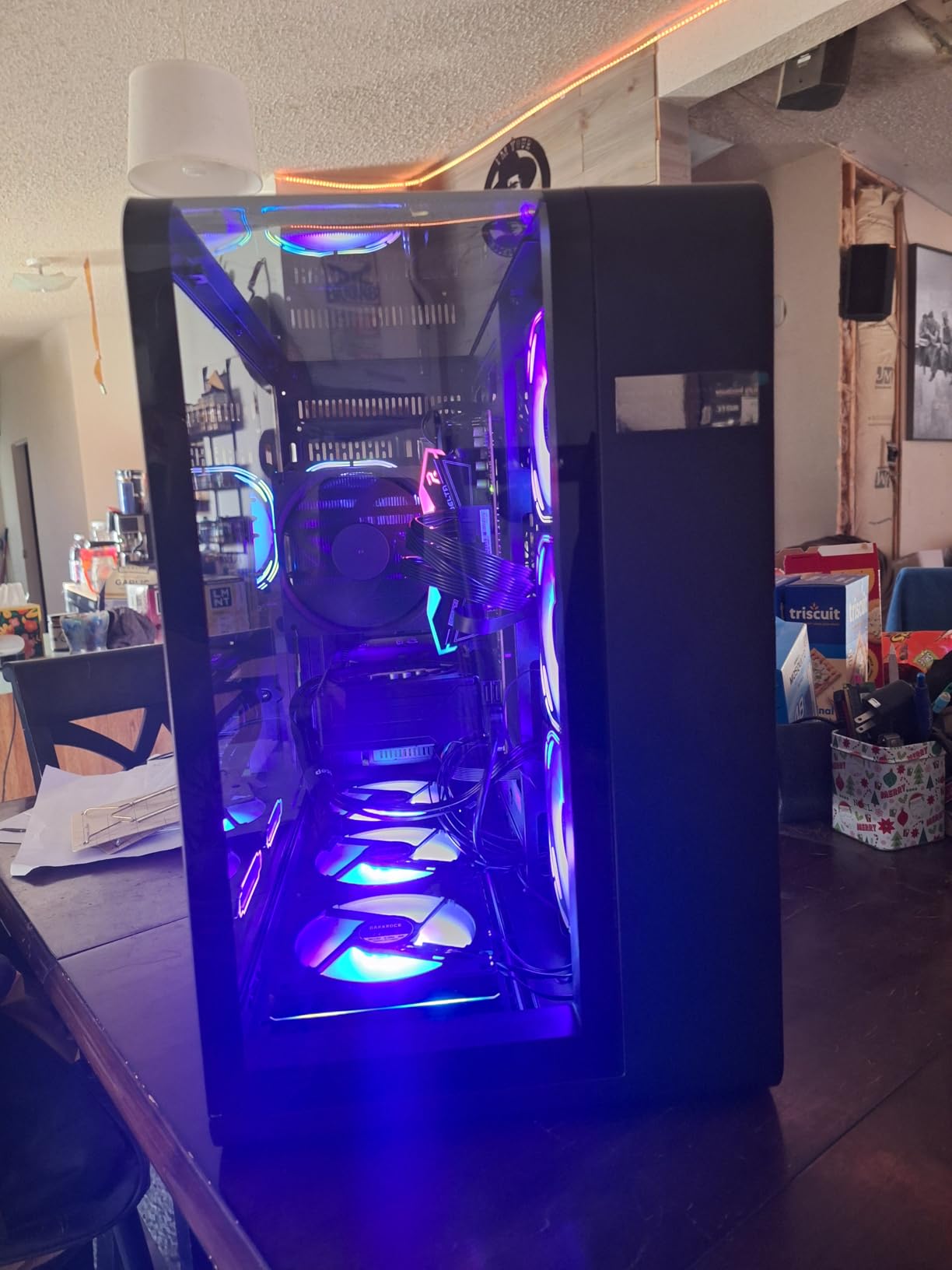 darkFlash ATX Mid-Tower PC Case with Screen, Three Side Glass, Curved Full View Dual Gaming PC Case, 4 PWM ARGB Fans Computer Case Pre-Installed, Type C, RTX 40 Compatible, Black(L280) customer photo 1
