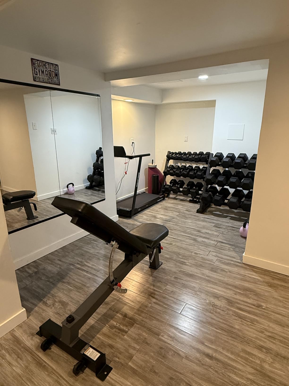 TRAHOME Home Gym Mirror for Wall, 56x28x2PCS Full Length, Glass Frameless Body Large Mirror for Home Gym, Workout, Bedroom, Garage (Black) customer photo 1