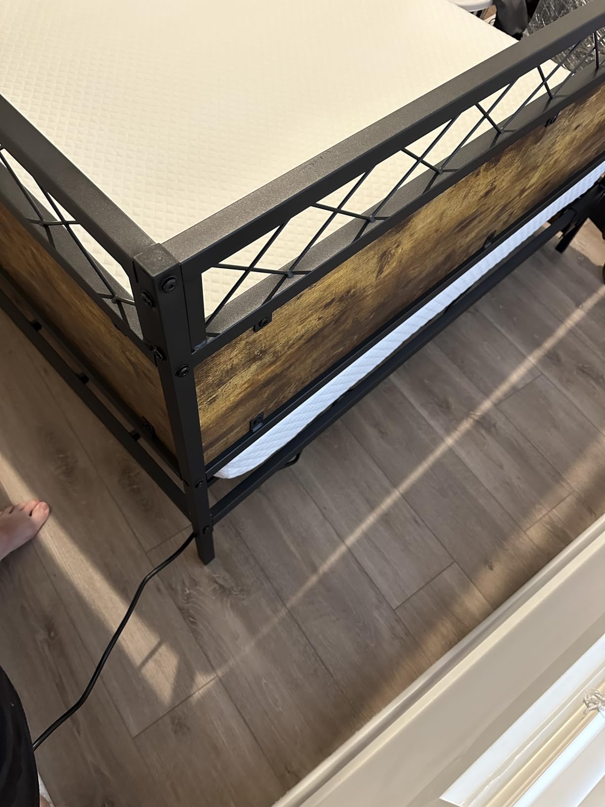 ANCTOR Twin Corner Bed Frame with Storage Drawers, Daybed with LED Lights and Charging Station, No Box Spring Needed, Heavy Duty, Easy Assembly for Living Room, Bedroom and Guest Room, Brown customer photo 2