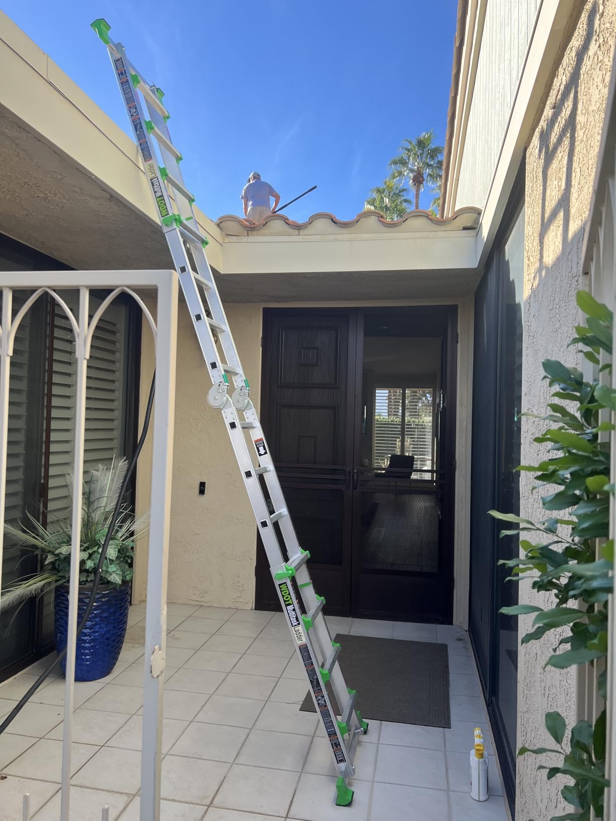 Ladder, Multi Position 5 Step Ladder Extension, 17 Ft Anti-Slip A Frame Compact Folding Ladder, 330LBS Adjustable Telescopic Aluminum Ladders for Home Stairs Roof Outdoor customer photo 2