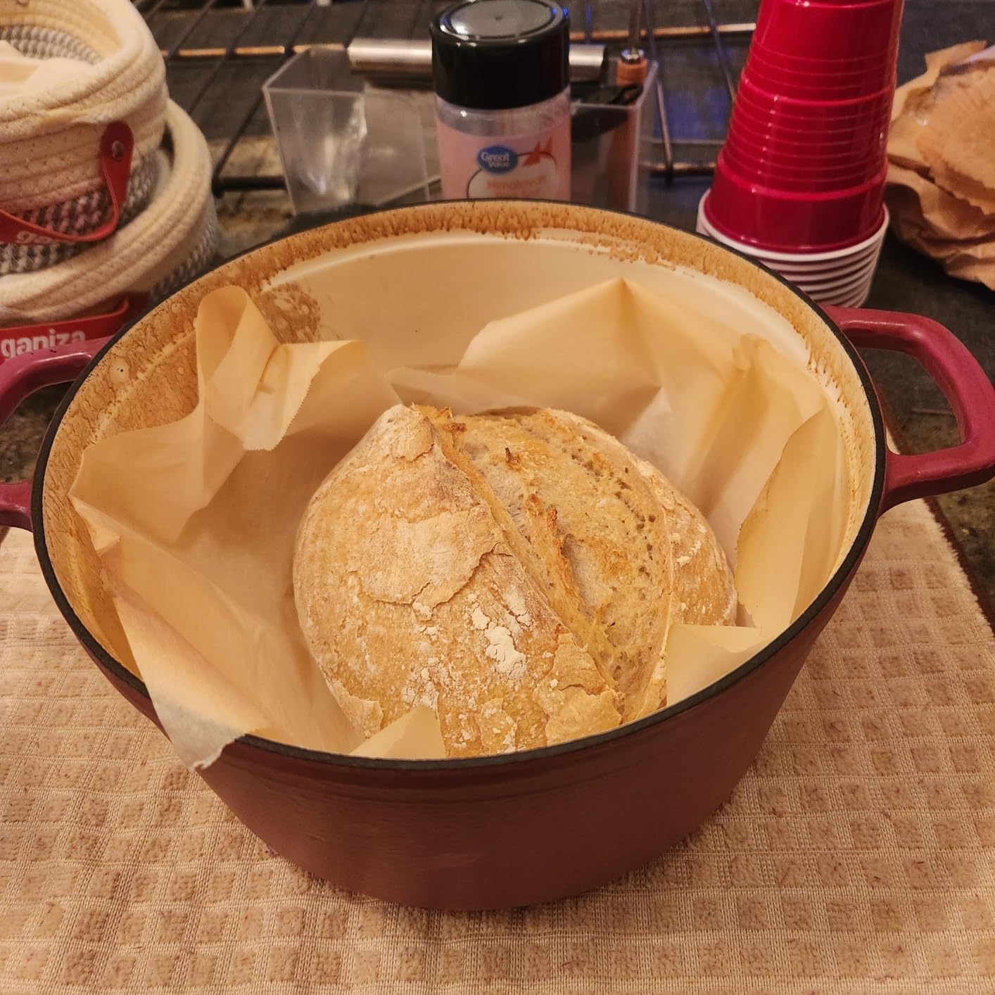 CAROTE 5QT Enameled Cast Iron Dutch Oven Pot with Lid, Heavy-Duty Dutch Oven for Sourdough Bread Baking, Braising, Stews, Roasting, Healthy & Non-Toxic, Dual Handles, All Stovetop Compatible, Oven Safe up to 500° F, Red customer photo 2