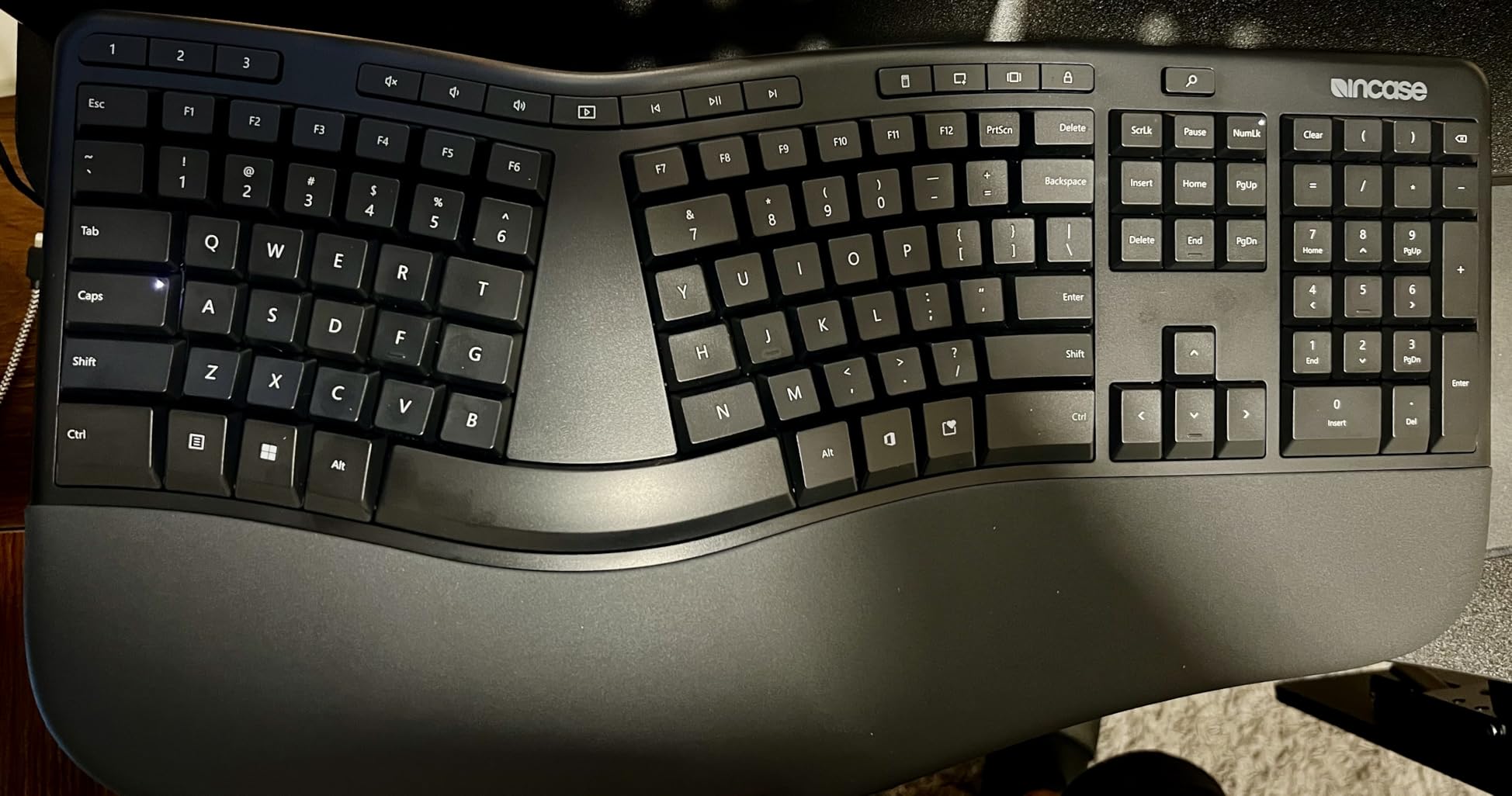 Incase Ergonomic Keyboard - Designed by Microsoft - Refined Ergonomic Design, Built-in Shortcuts Keys, Layered Palm Rest for Elevated Wrist Support, Integrated Number Pad - Black customer photo 2